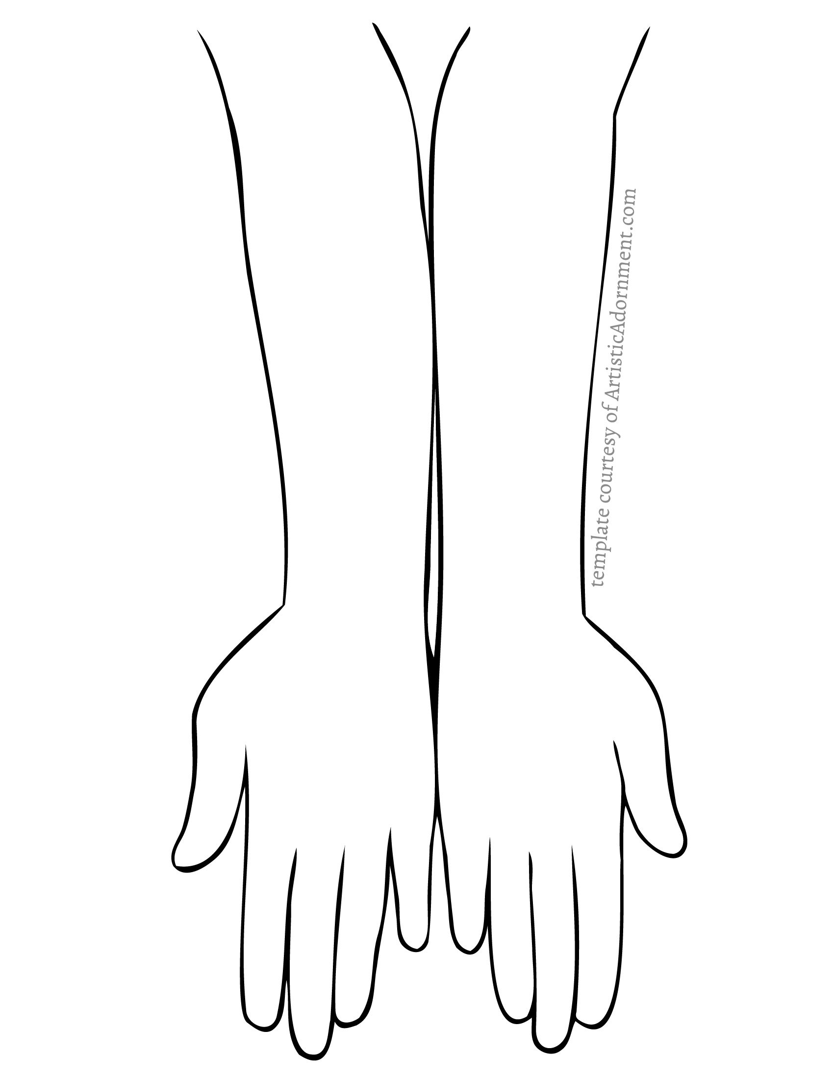 Blank Hands For Henna Printable