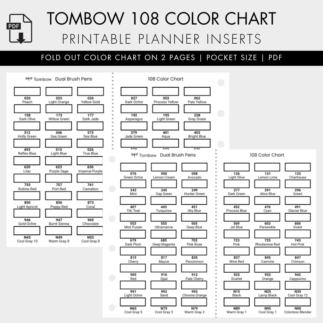 Printable Blank Tombow Color Chart