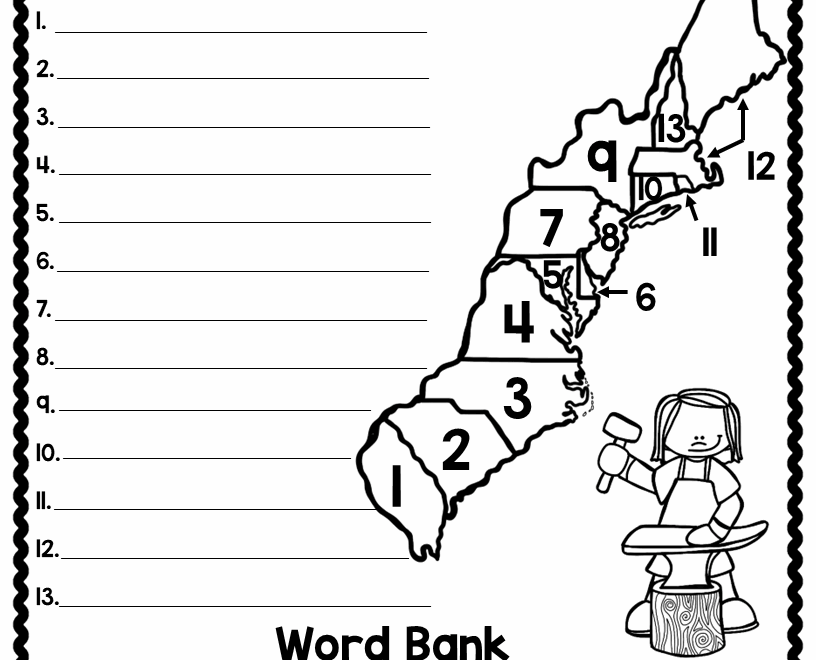 13 Colonies Map Quiz 13 Colonies Map Worksheet Blank 13 Colonies Map 13 Colonies Test Homeschool History Thirteen Classful
