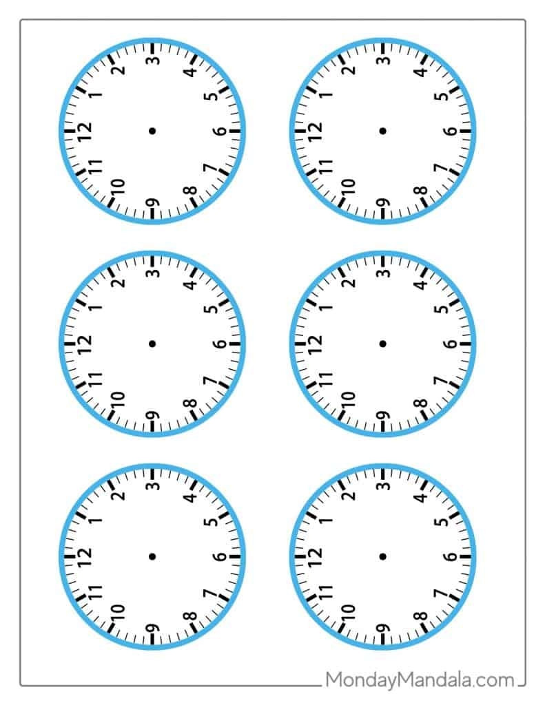 14 Printable Clock Faces Free PDFs To Download Print 