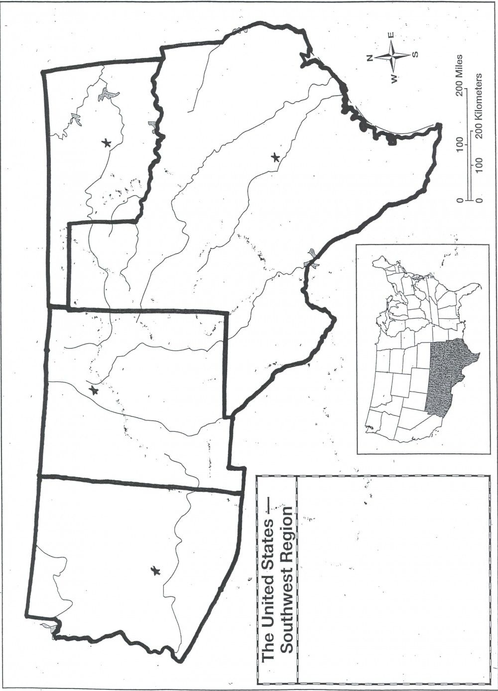 Southwest States Blank Map Printable