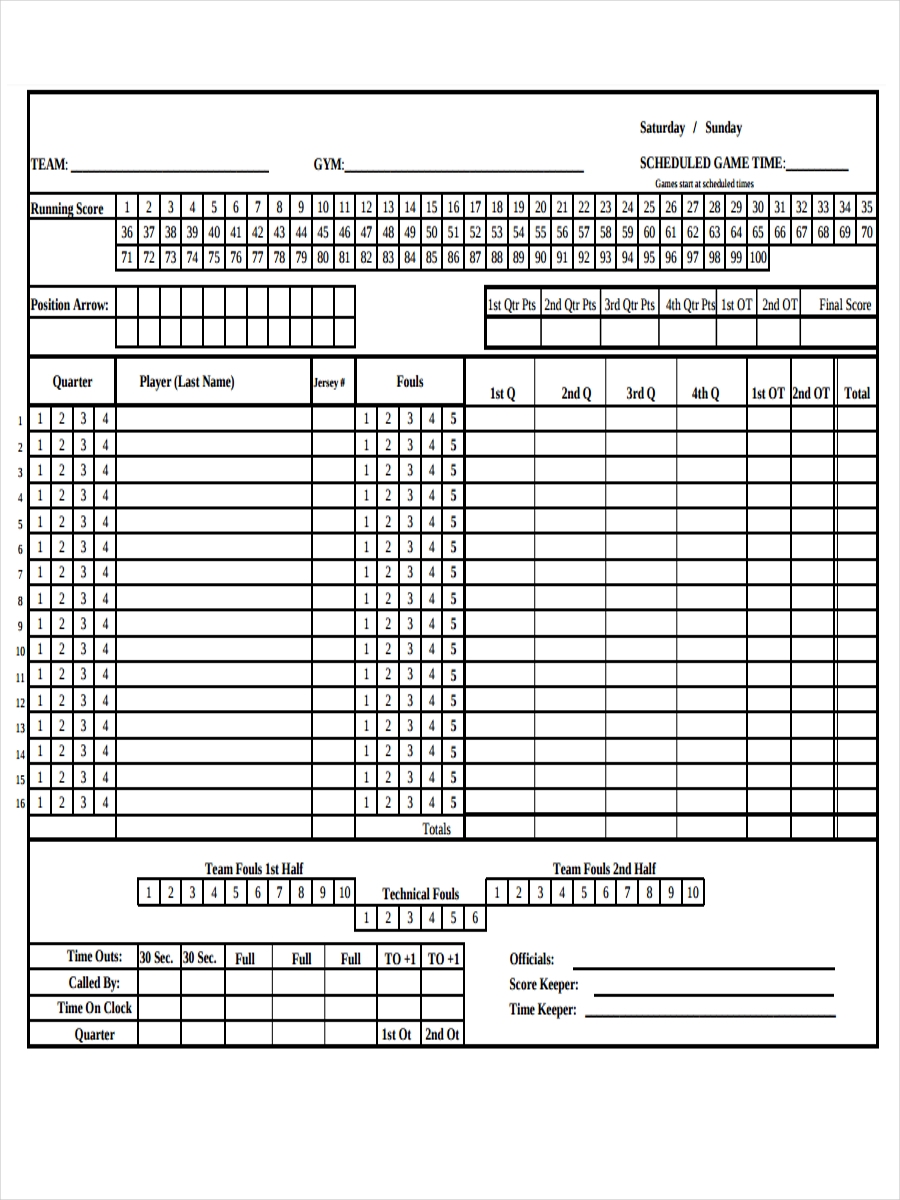 17 Score Sheet Examples To Download