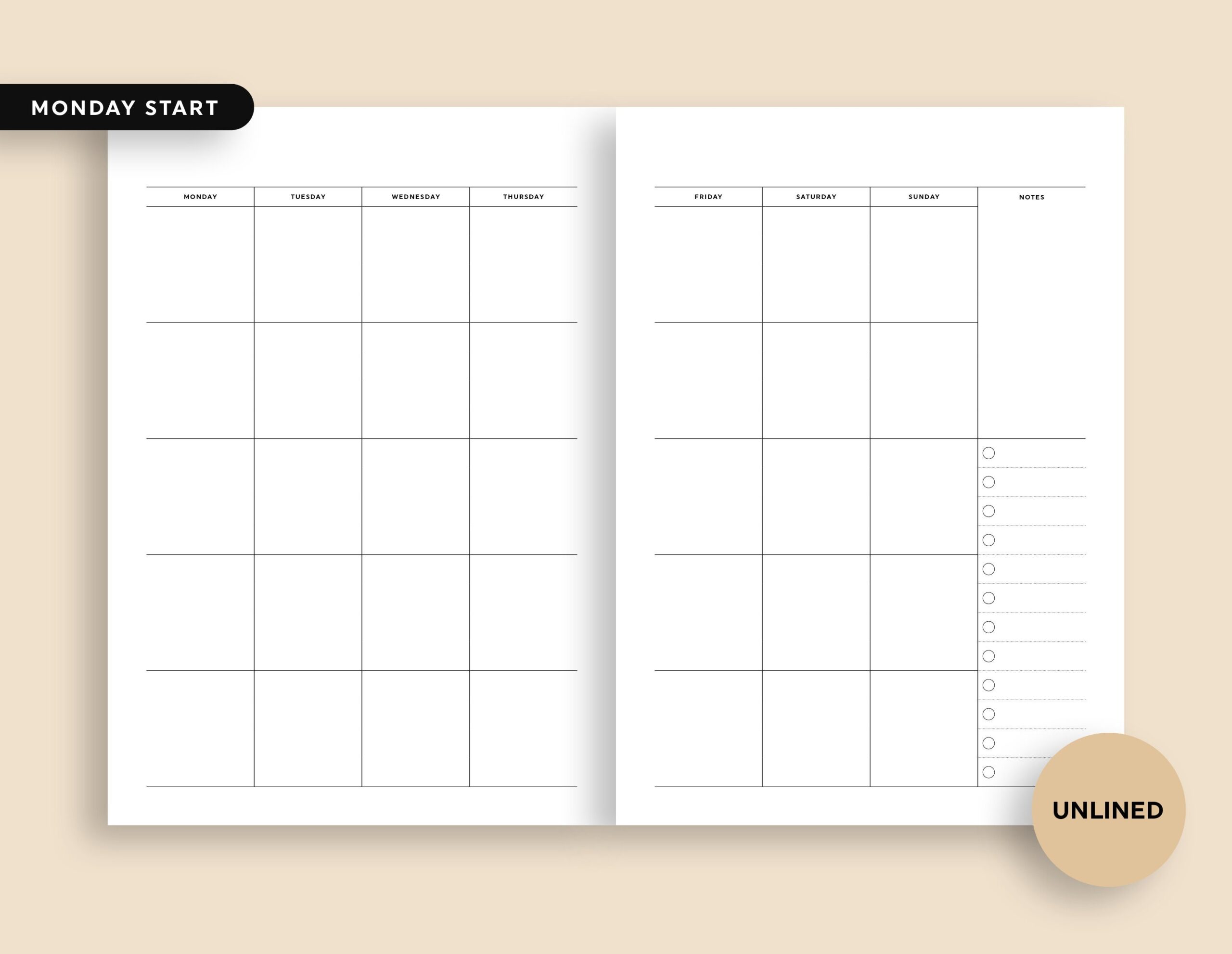 Blank 2 Page Calander Printable