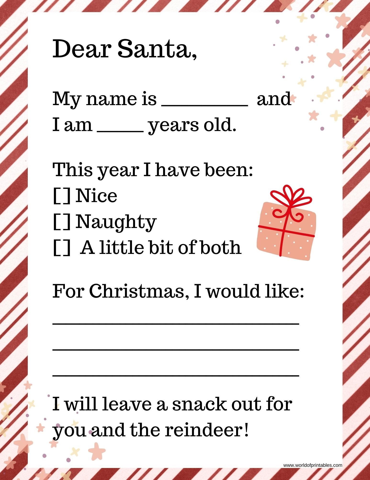 Printable Letters To Santa Blank
