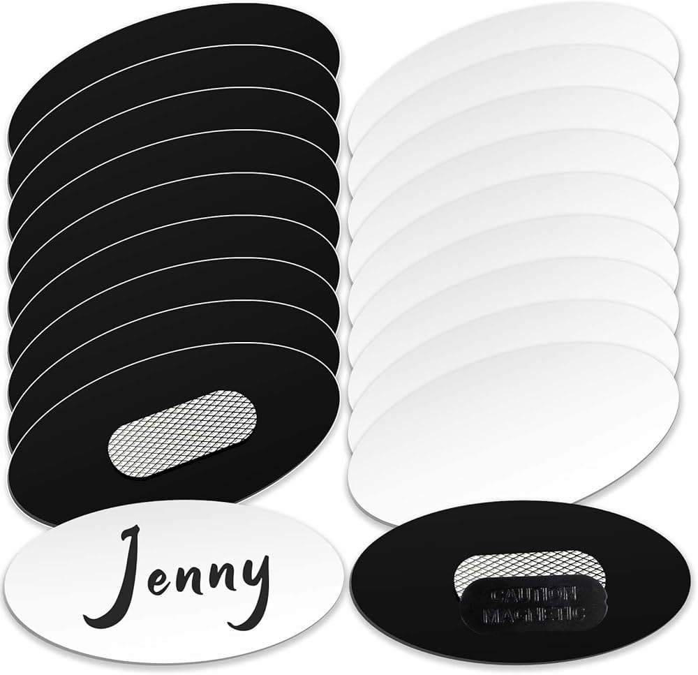 20 Pack Oval Name Badge Name Tags Blanks With Magnet DIY Engravable Printable Acrylic Name Tag For Clothes Jacket Shirts Office School Business Work Supplies 3 X 1 5 Inch White Buy