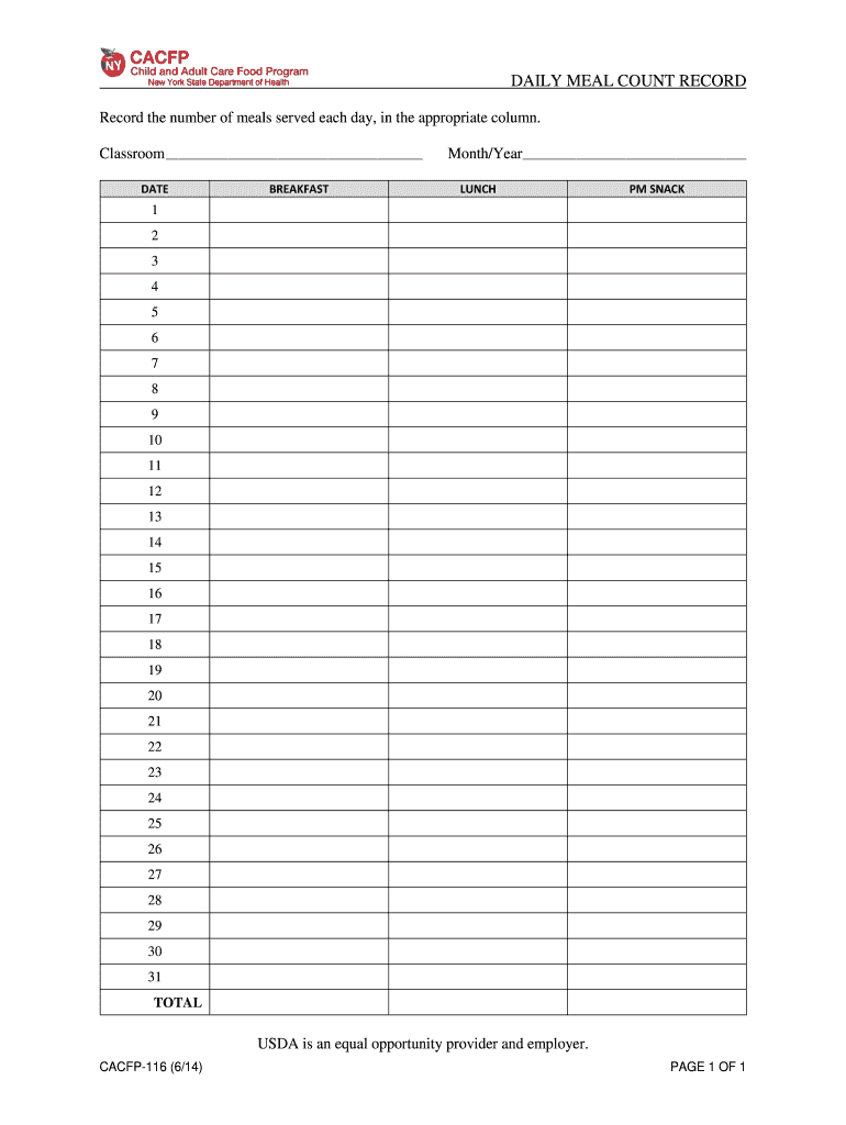 2014 Form NY CACFP 116 Fill Online Printable Fillable Blank PdfFiller