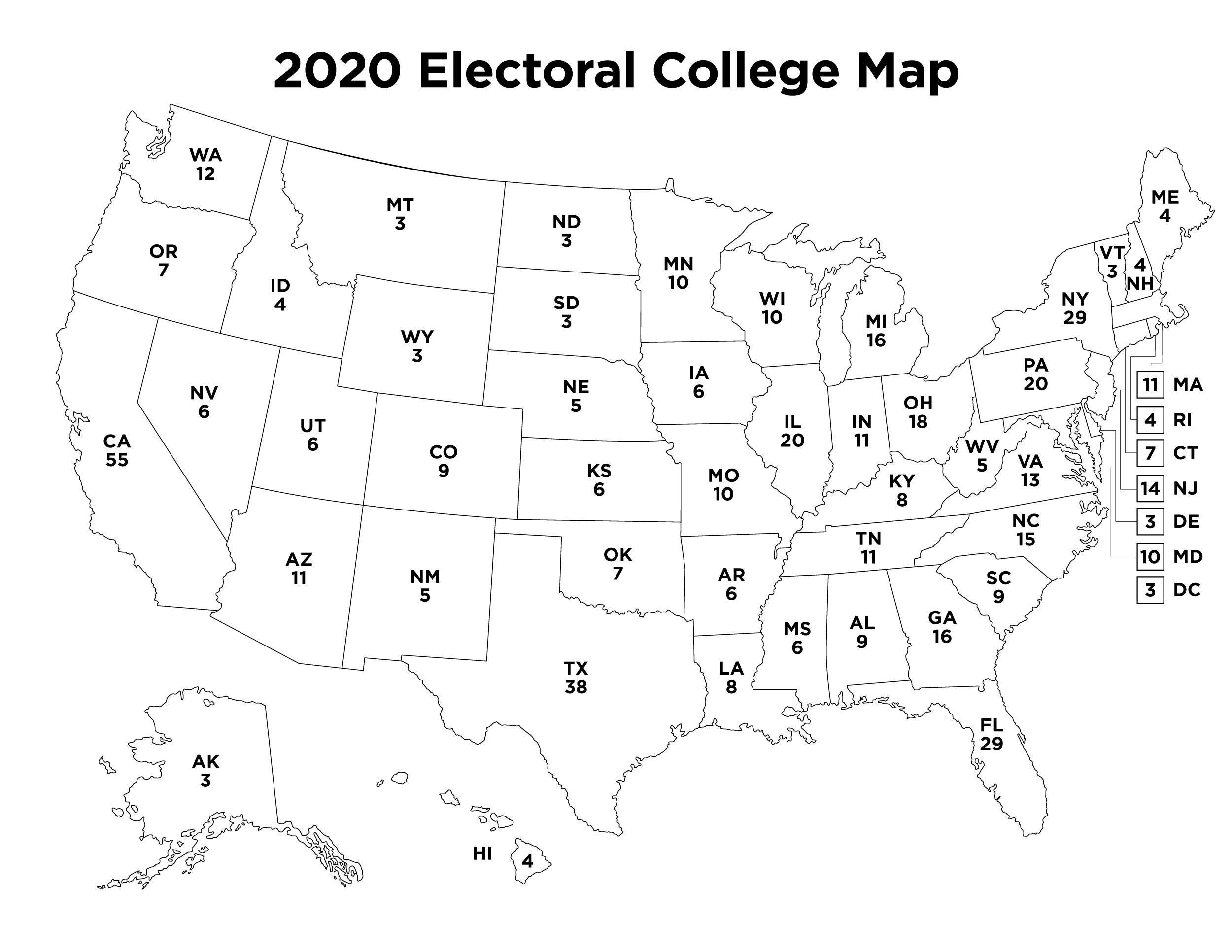 2020 Electoral Map Coloring Page Topher McCulloch