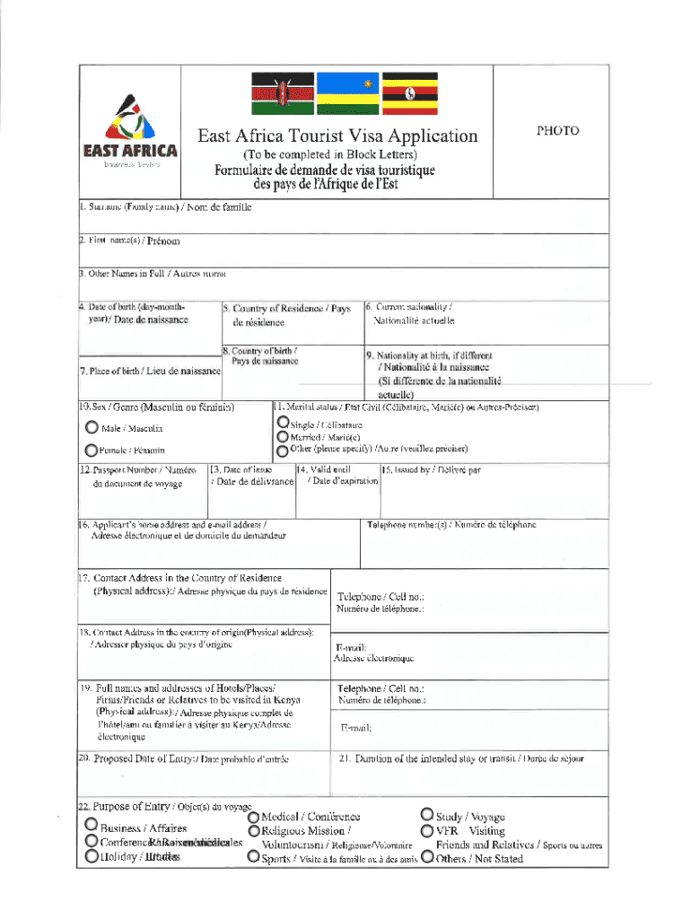 2022 2025 Form East Africa Tourist Visa Application Fill Online Printable Fillable Blank PdfFiller