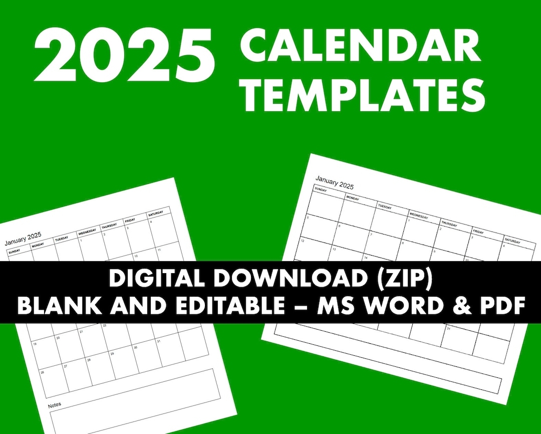 2025 Blank Calendar Word
