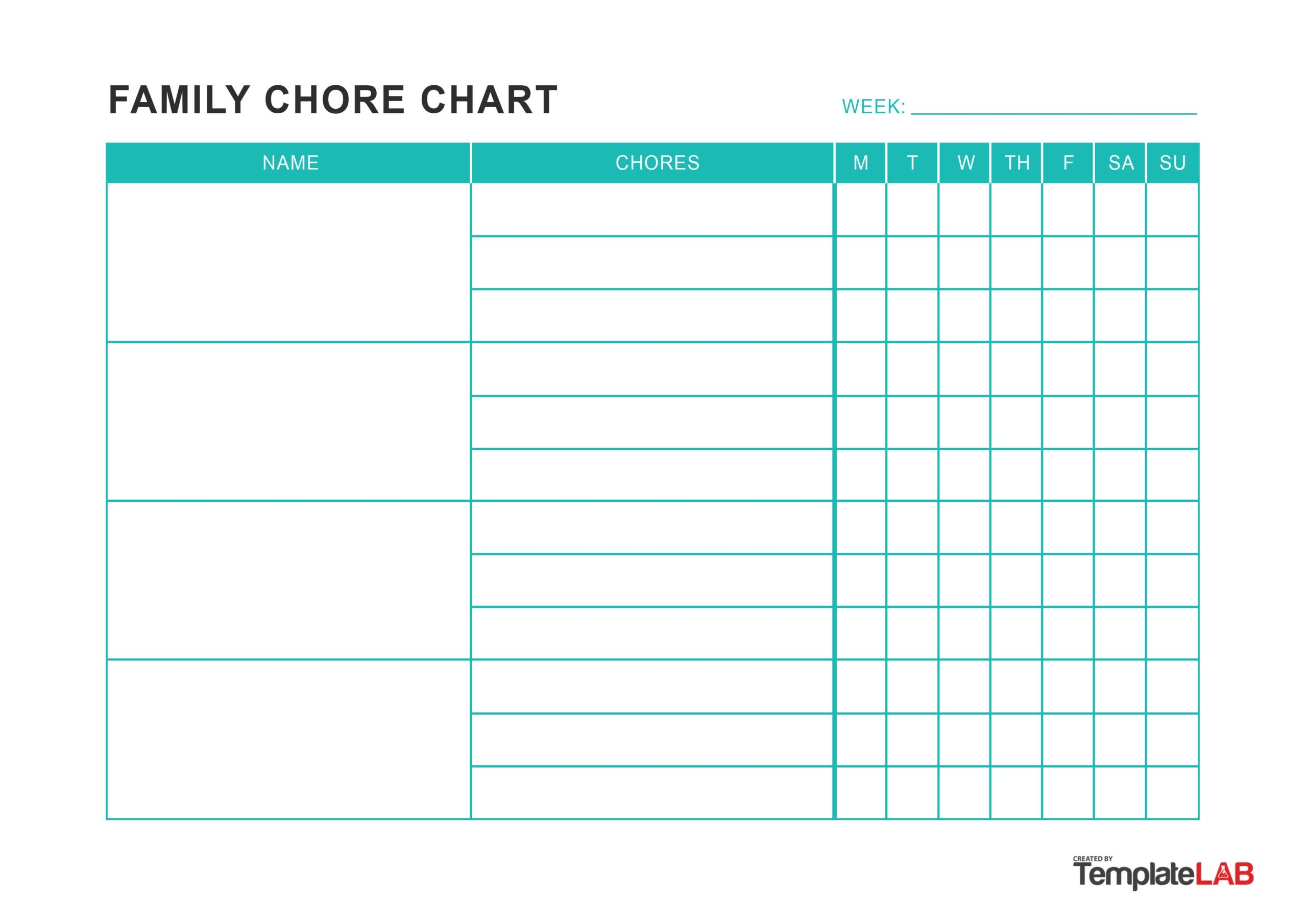 Printable Blank Household Chore List