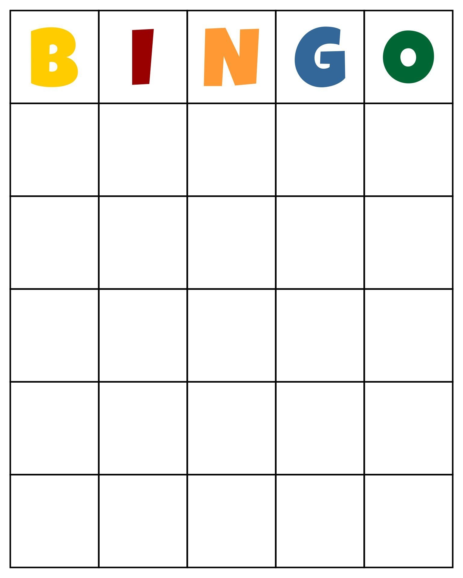 Free Printable Bingo Cards Blank