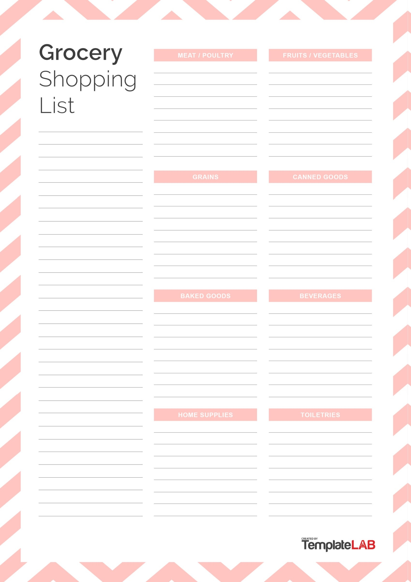 Printable Blank Grocery Shopping List