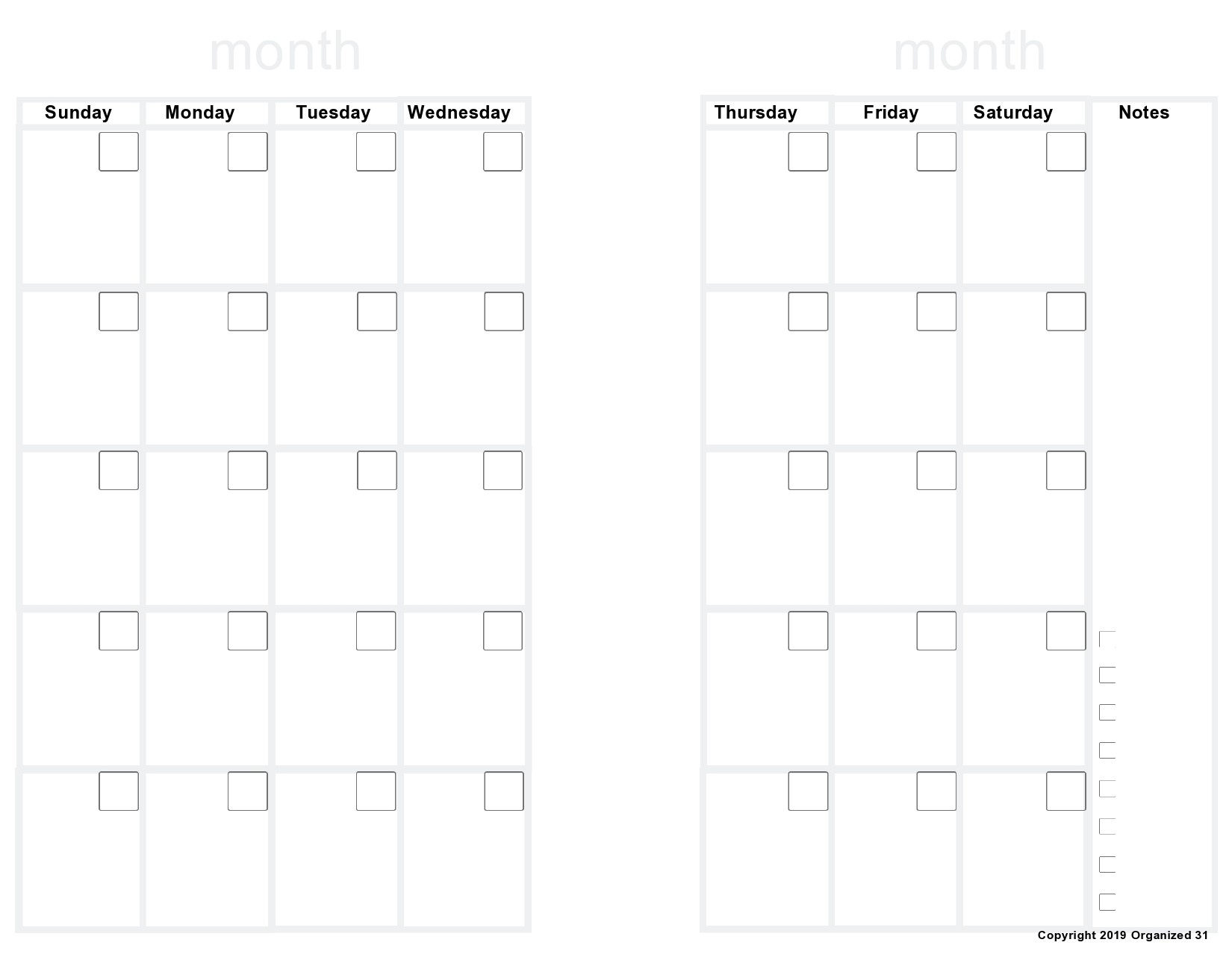 Free Bujo  Blank Monthly Printables