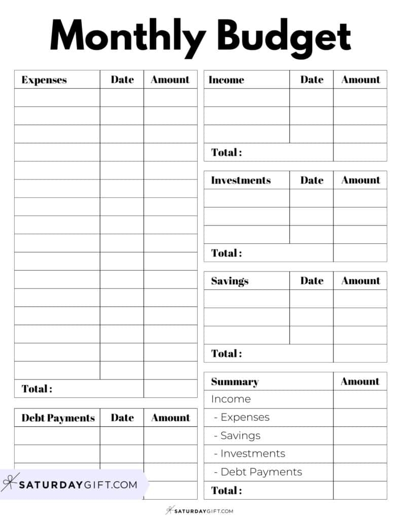 Blank Monthly Expenses Worksheet Printable