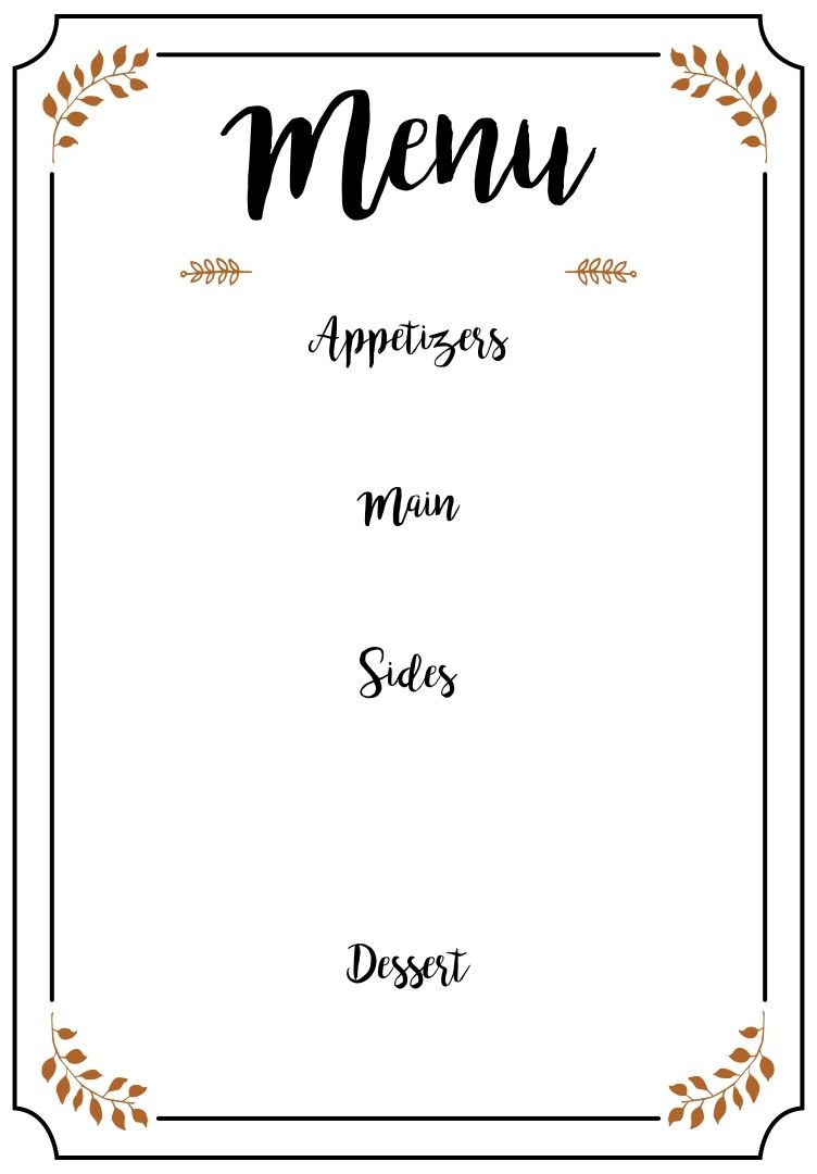 Free Printable Blank Menu Templates