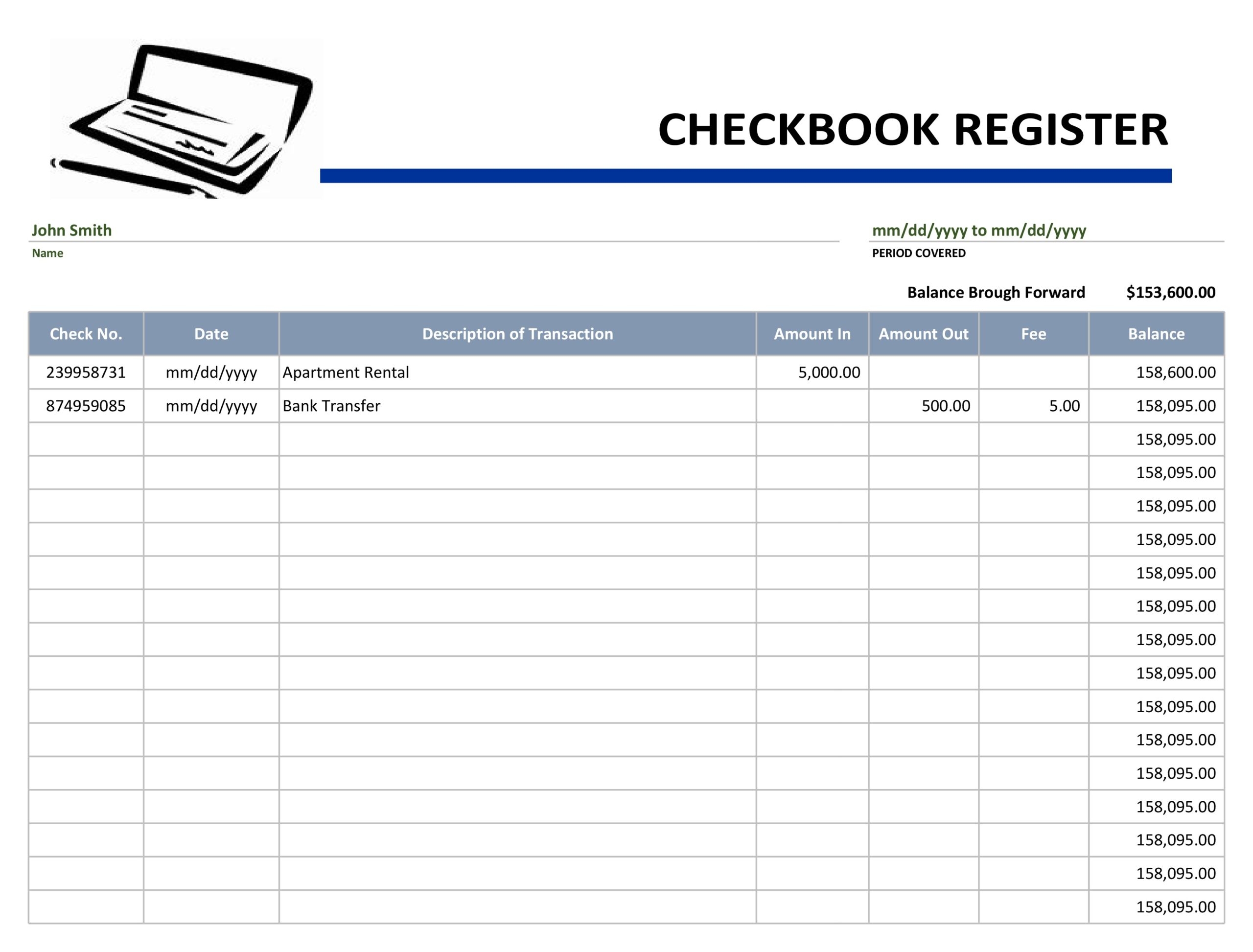 Blank Check Register Printable Free Blank Check Register Printable Free