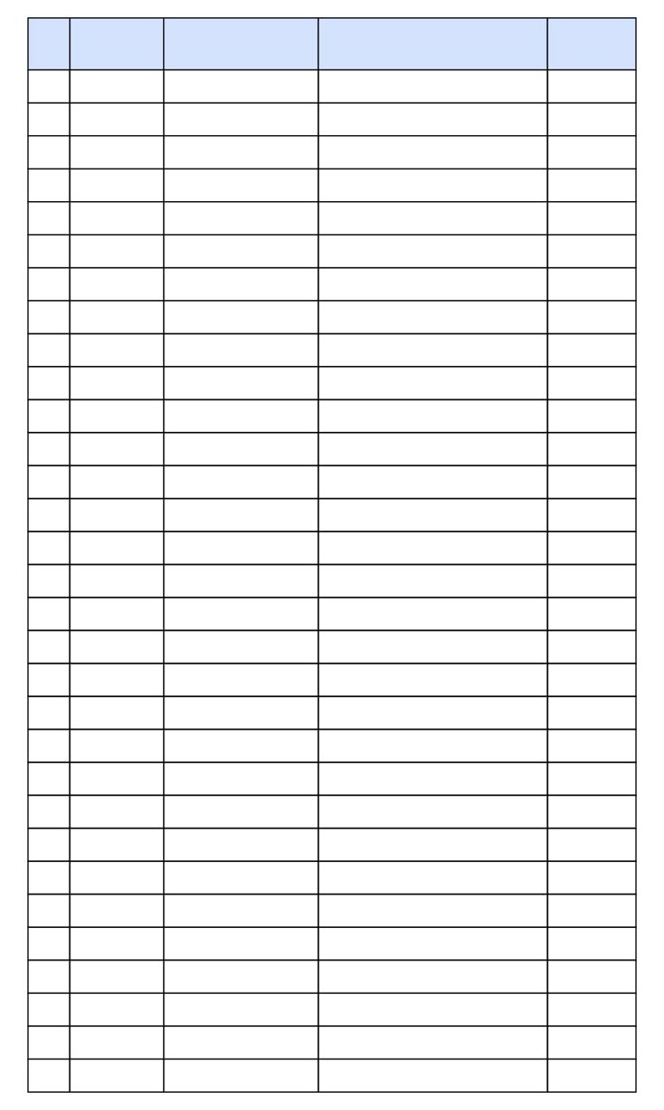 Printable Free Blank Spreadsheet Templates