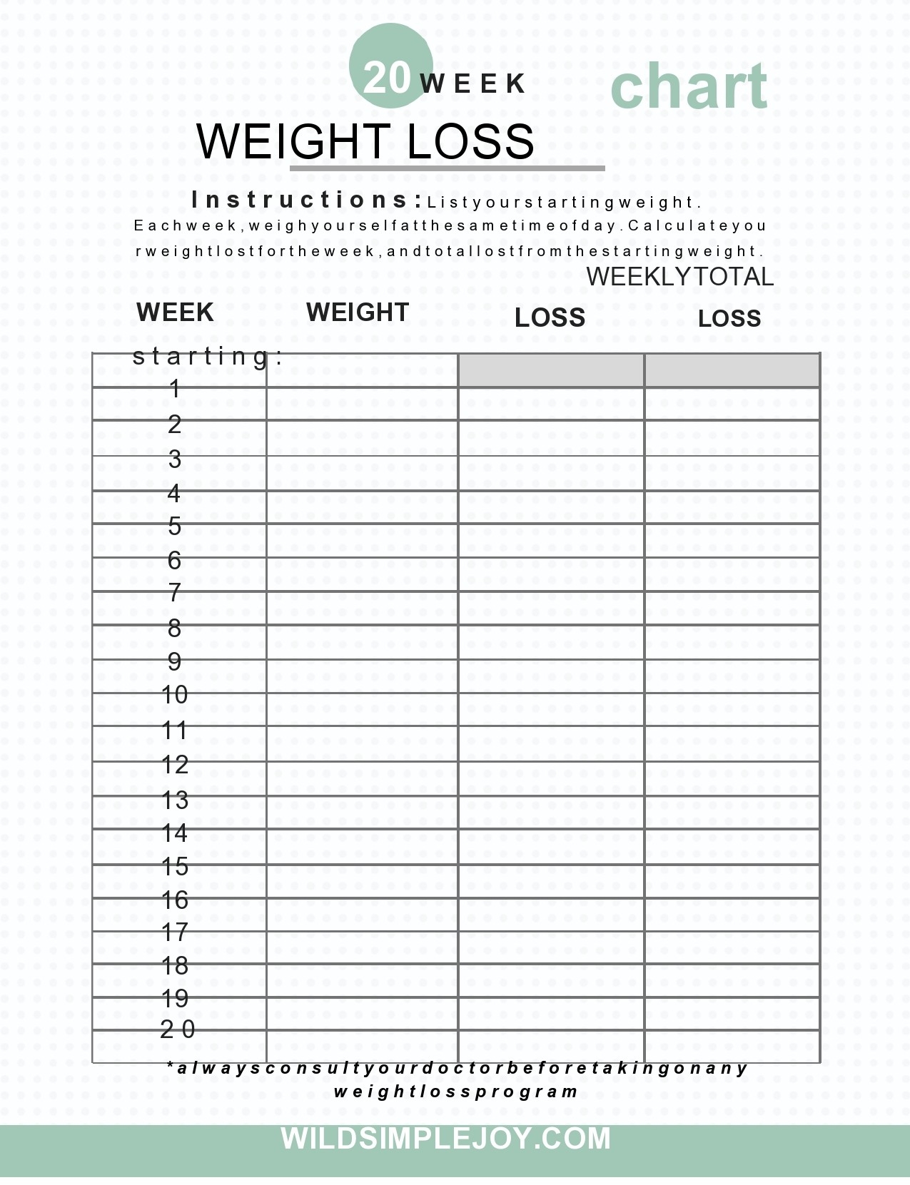 Printable Blank Weight Loss Graph