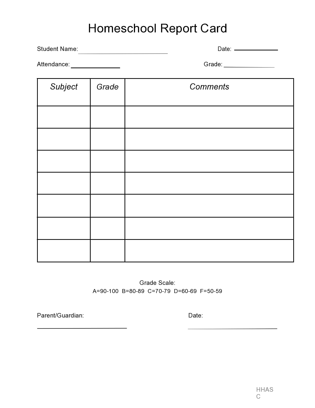 Free Printable Blank Report Cards
