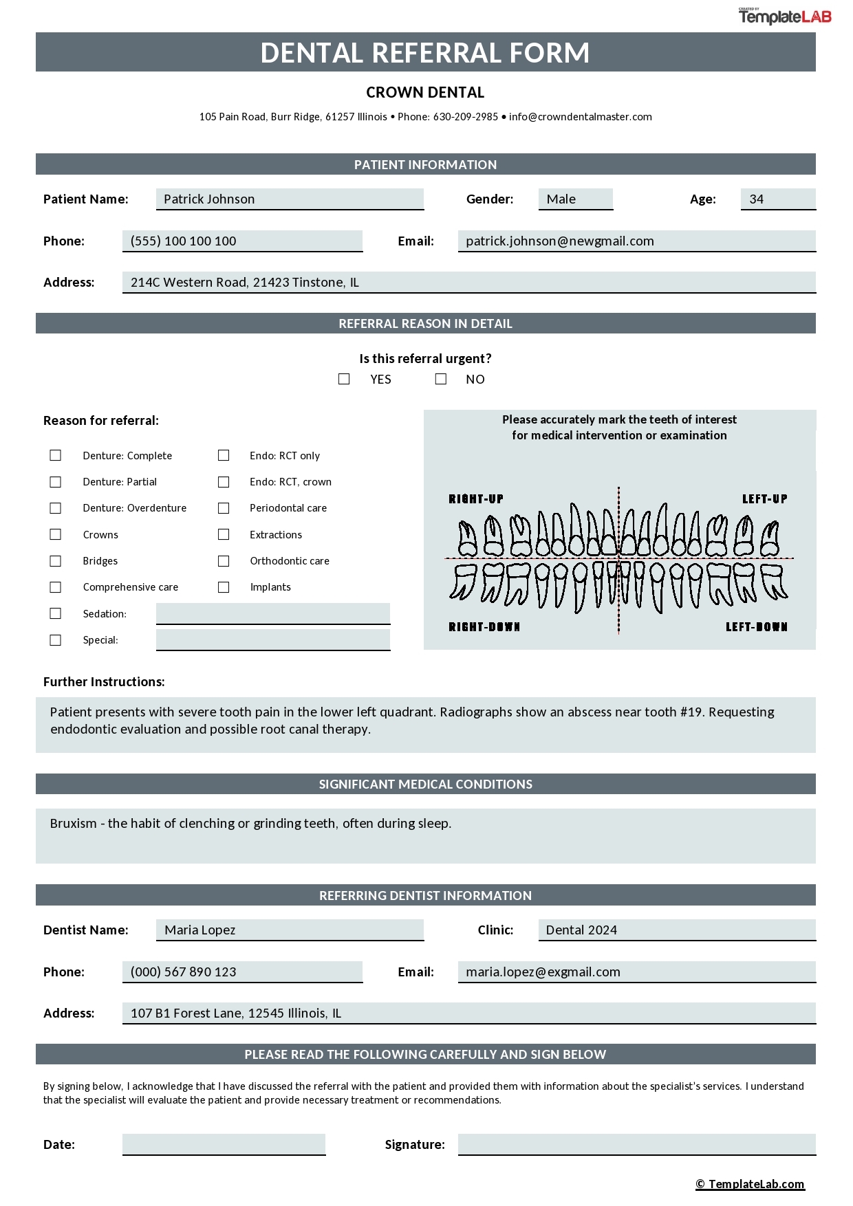 Printable Blank Dental Referral Form