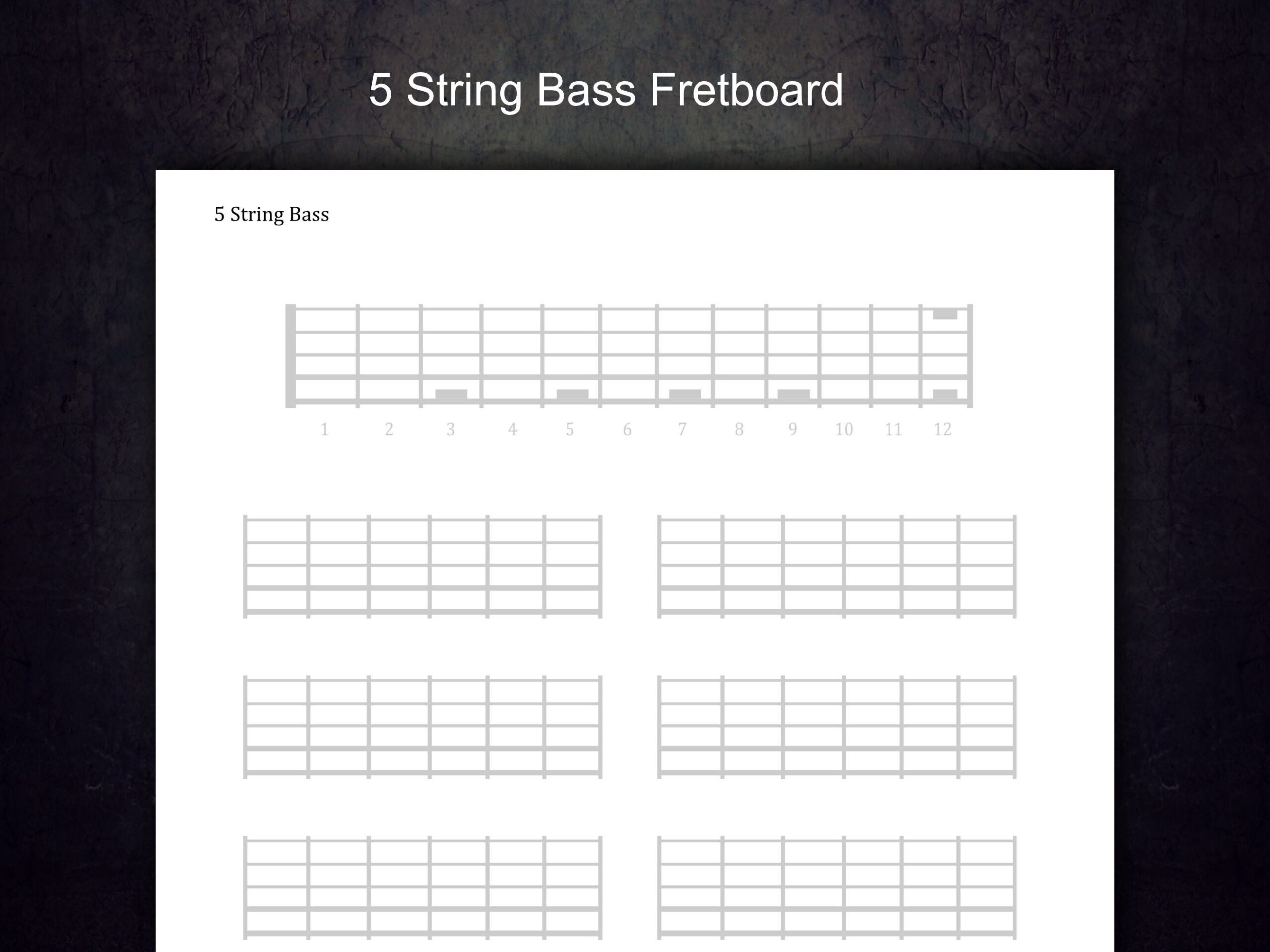5 String Printable Bass Blank Fretboard Etsy