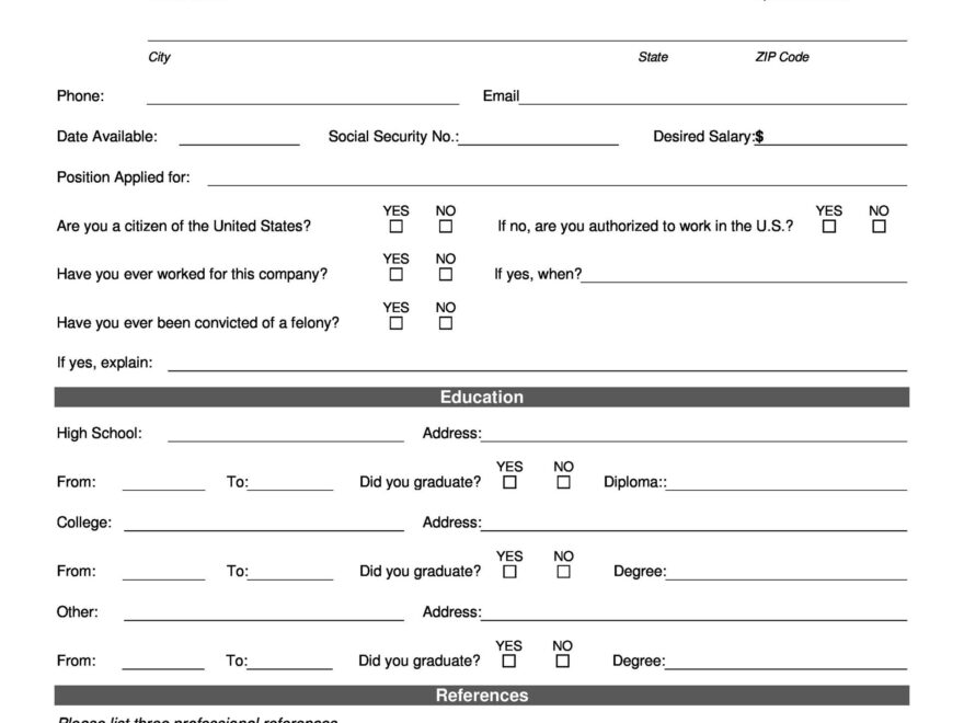 50 Free Employment Job Application Form Templates Printable TemplateLab