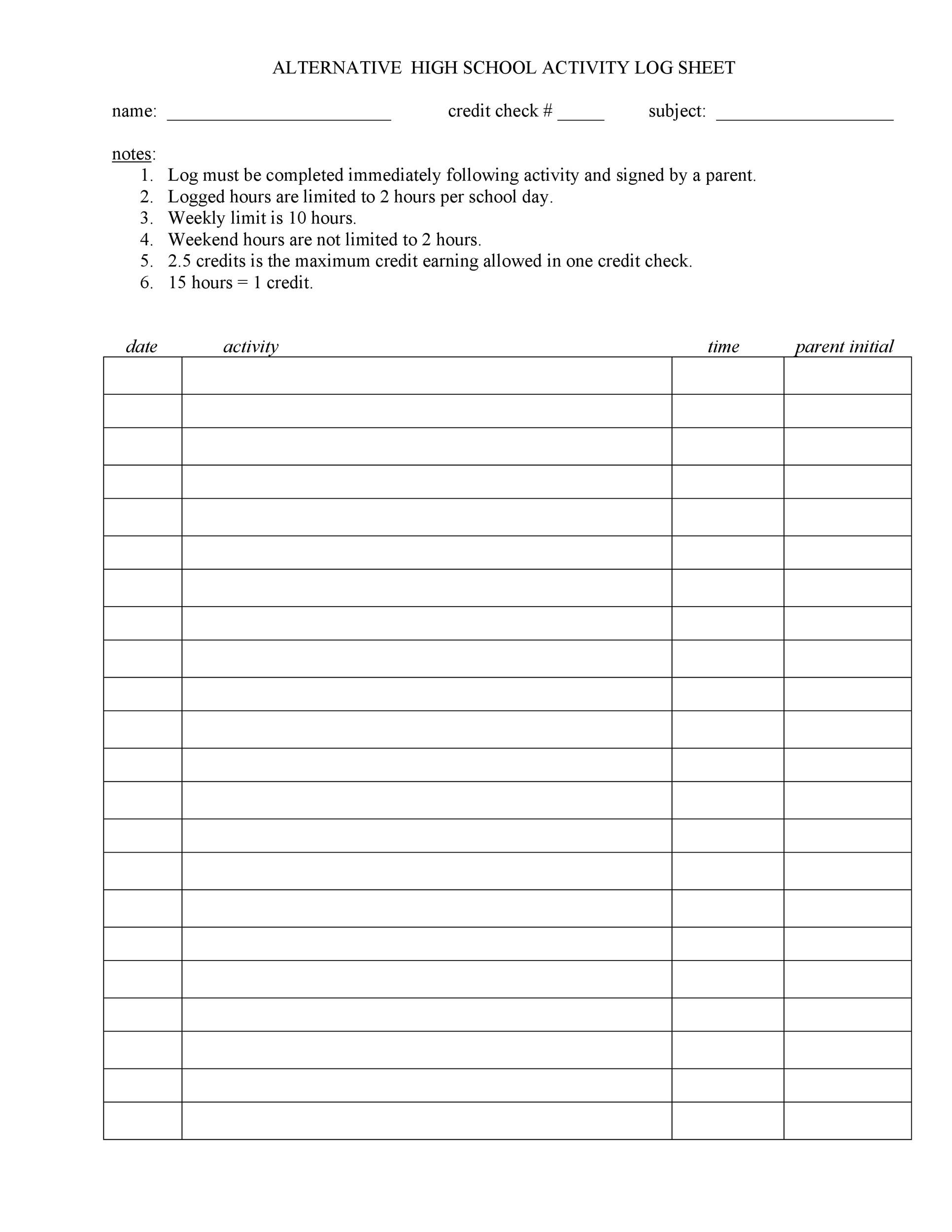 50 Printable Log Sheet Templates Direct Download TemplateLab