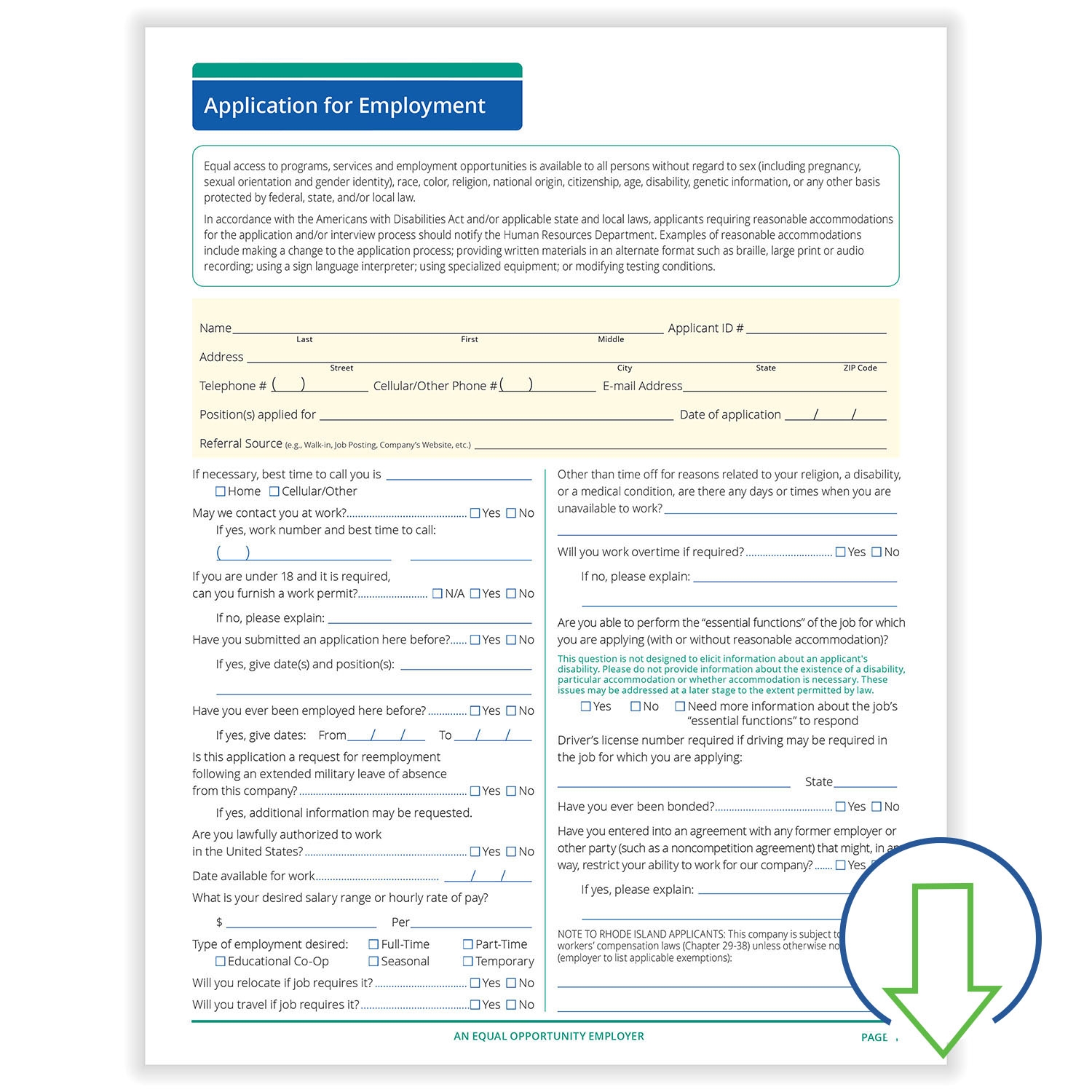 50 State Compliant Electronic Job Application Long Form HRdirect