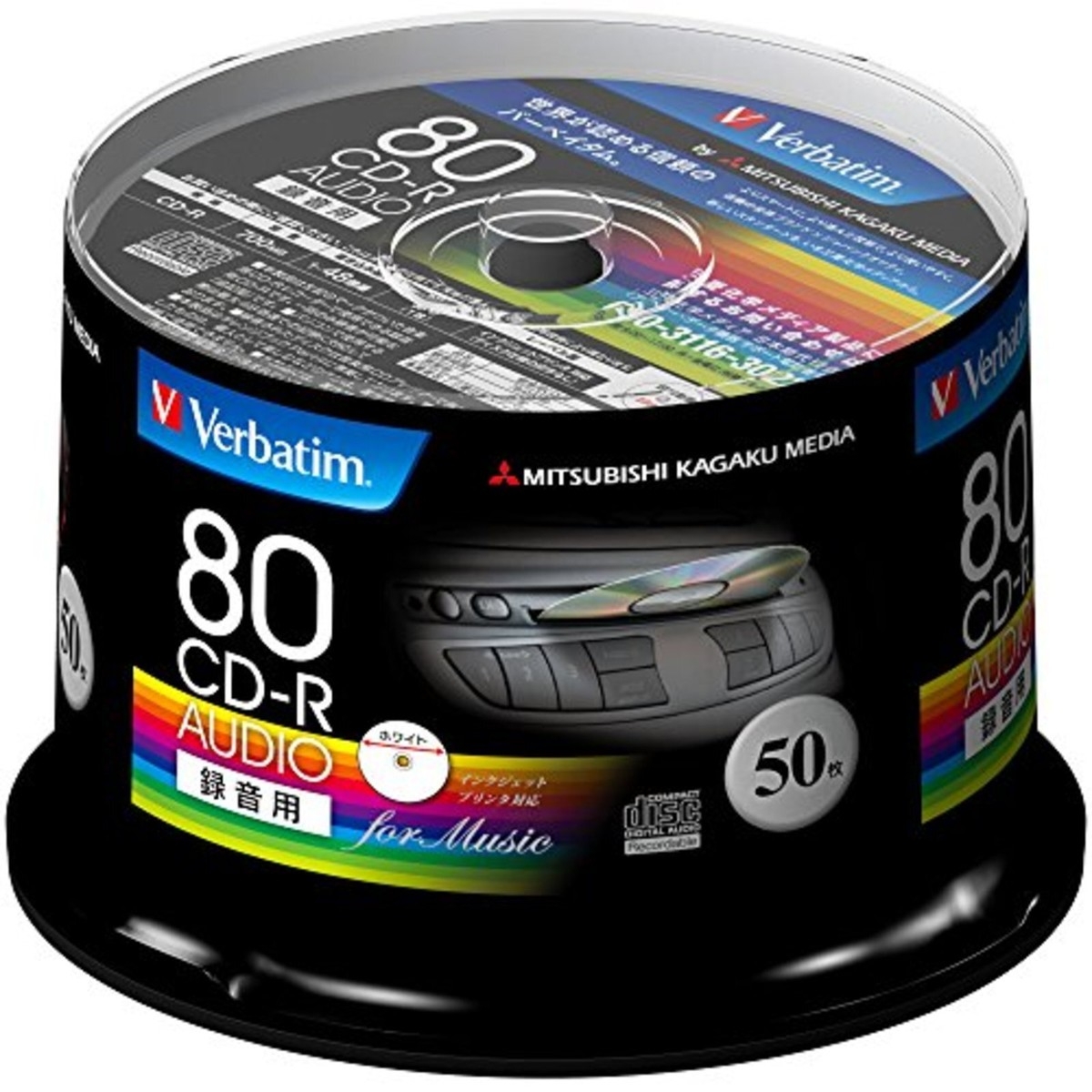 50 Verbatim Blank CD R For Music 80 Minutes 1 48x Speed Inkjet Printable Discs EBay