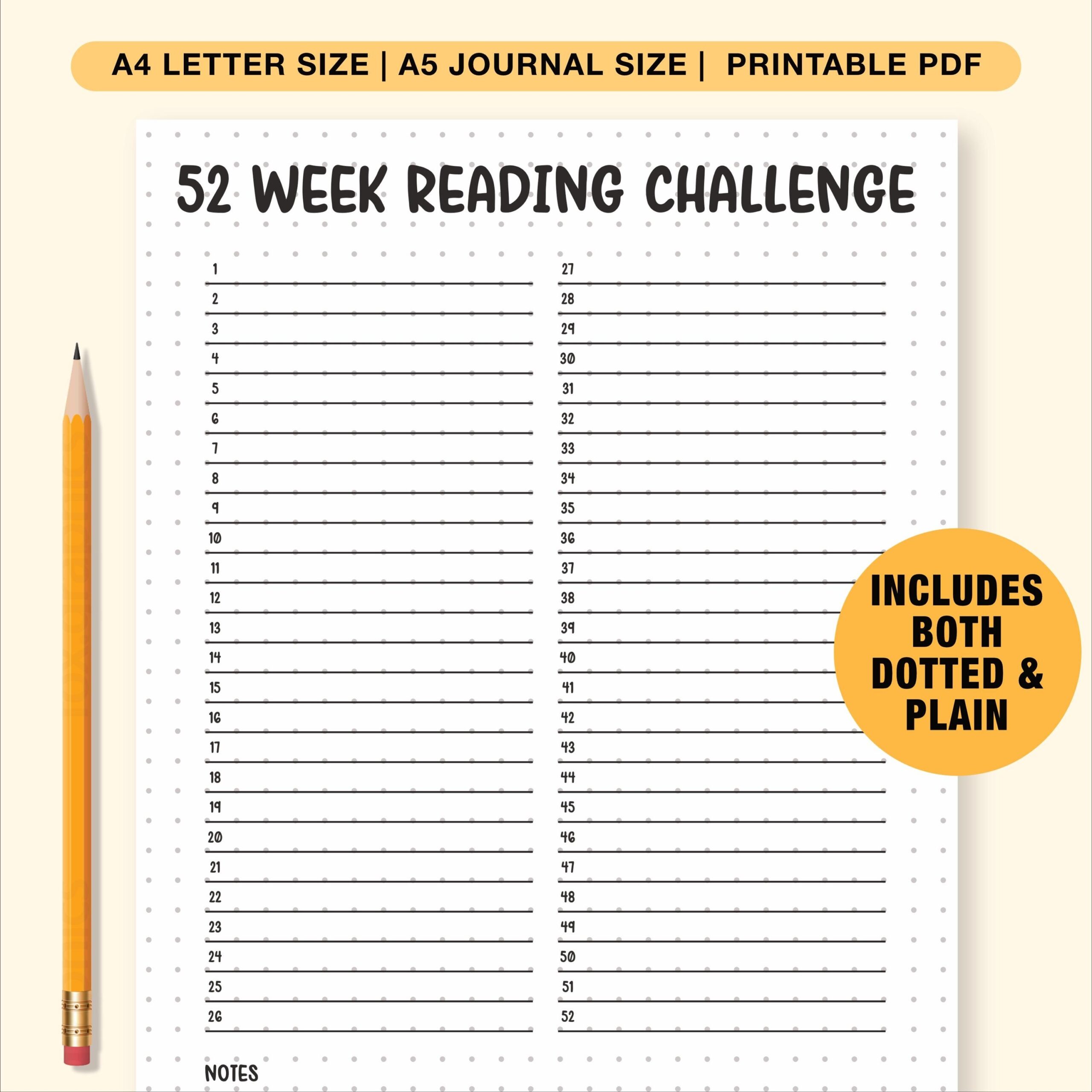 52 Week Reading Challenge Etsy