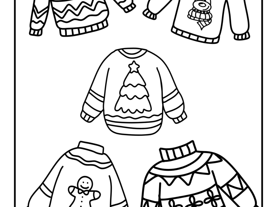 7 Free Cute Christmas Ugly Sweater Coloring Pages