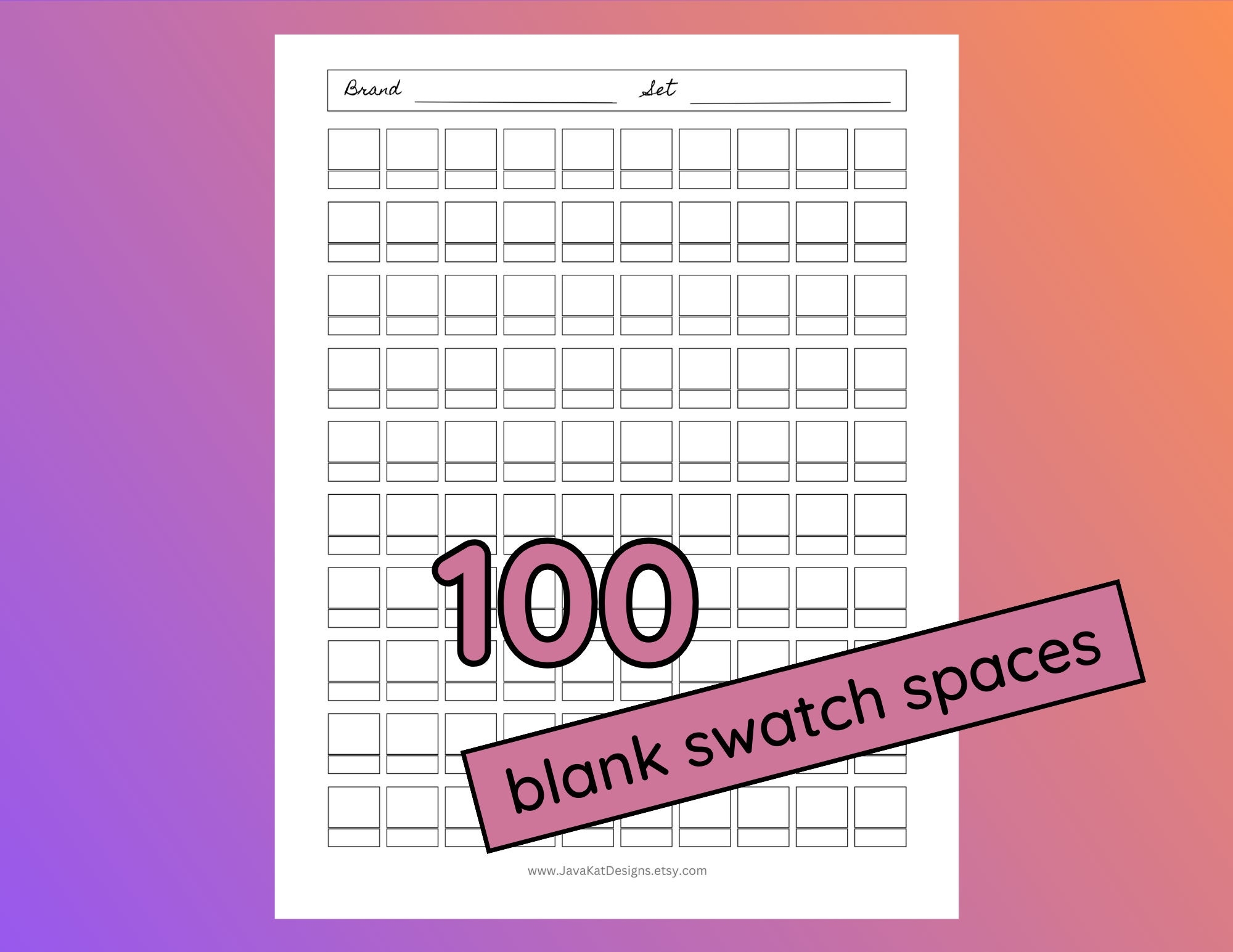 Blank Color Swatch Printable 2x2