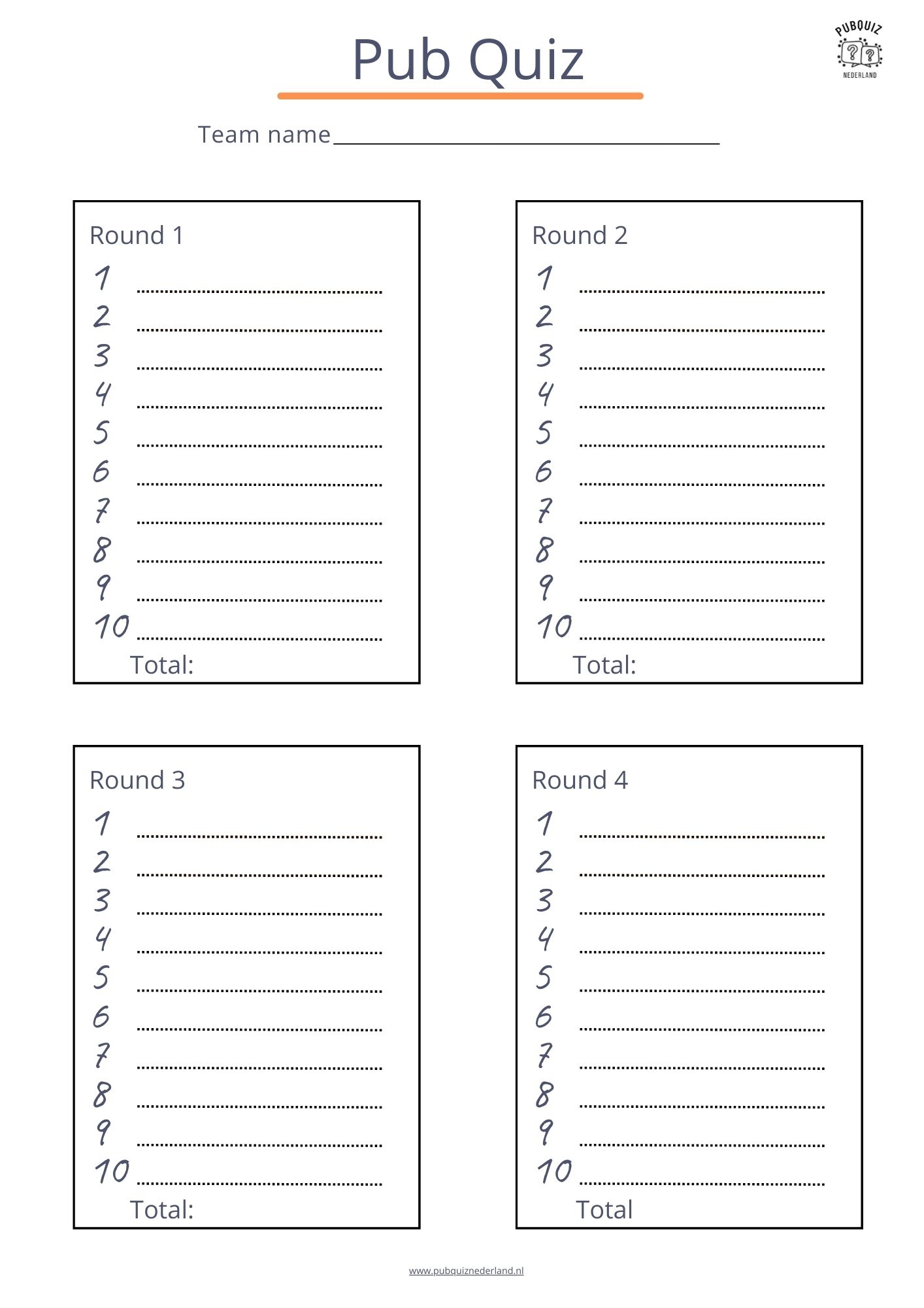 8x Free Pub Quiz Answer Sheet Download As PDF