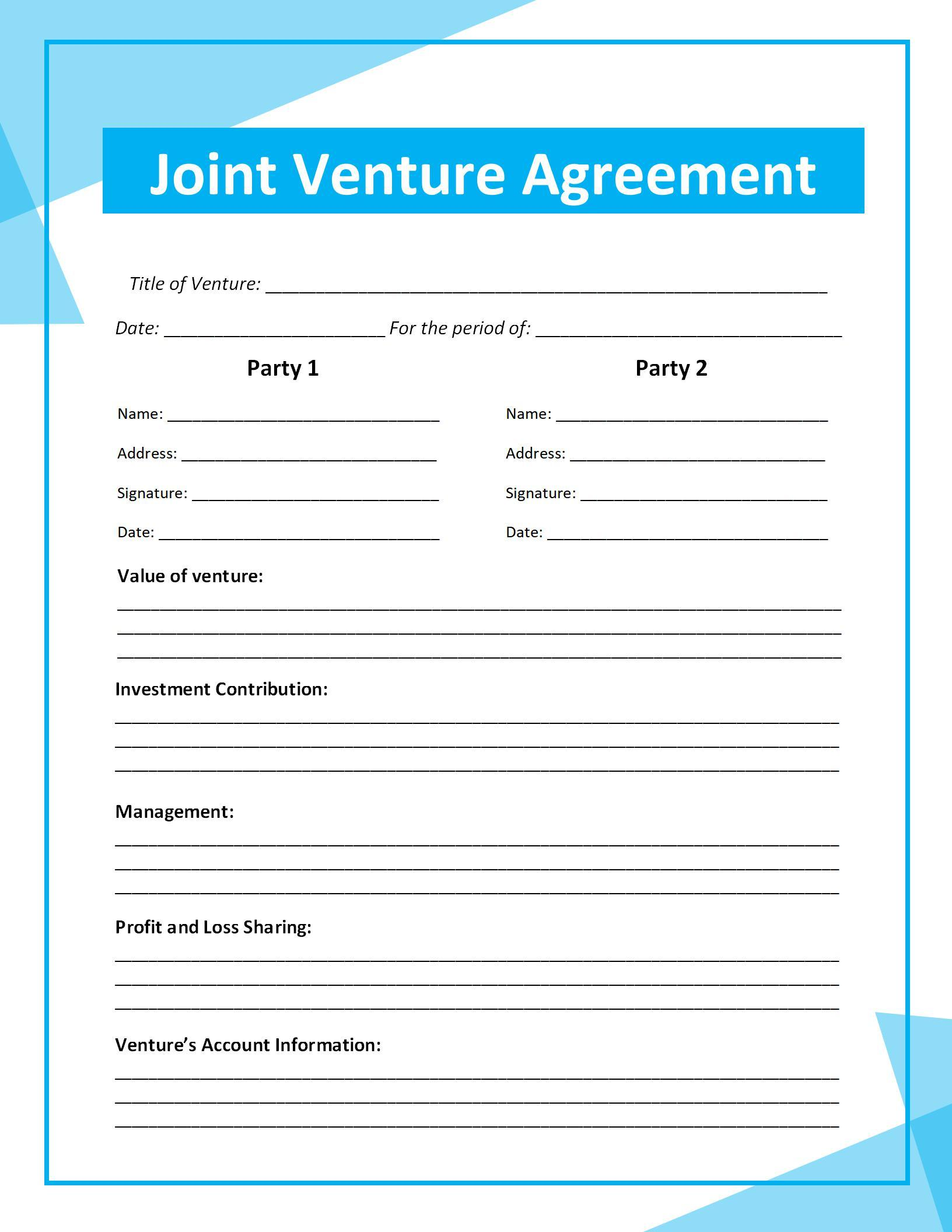 Partnership Agreement Blank Printable Free