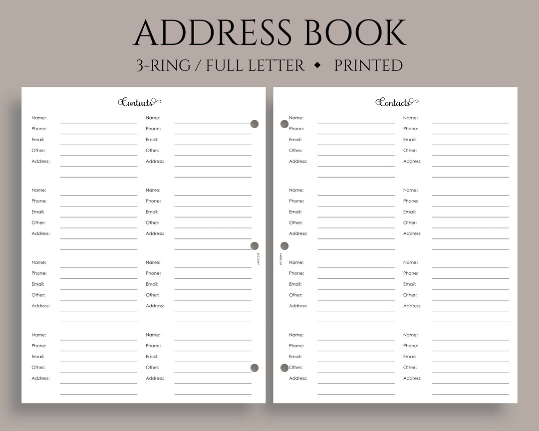 Blank Address Book Pages Printable