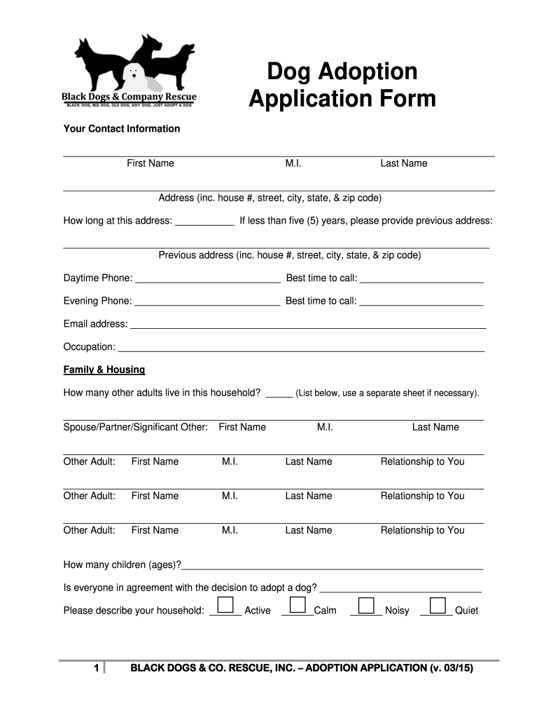Adoption Application Form For Dogs Fill Online Printable Fillable Blank PdfFiller Adoption Application Form For Dogs Fill Online Printable Fillable Blank PdfFiller