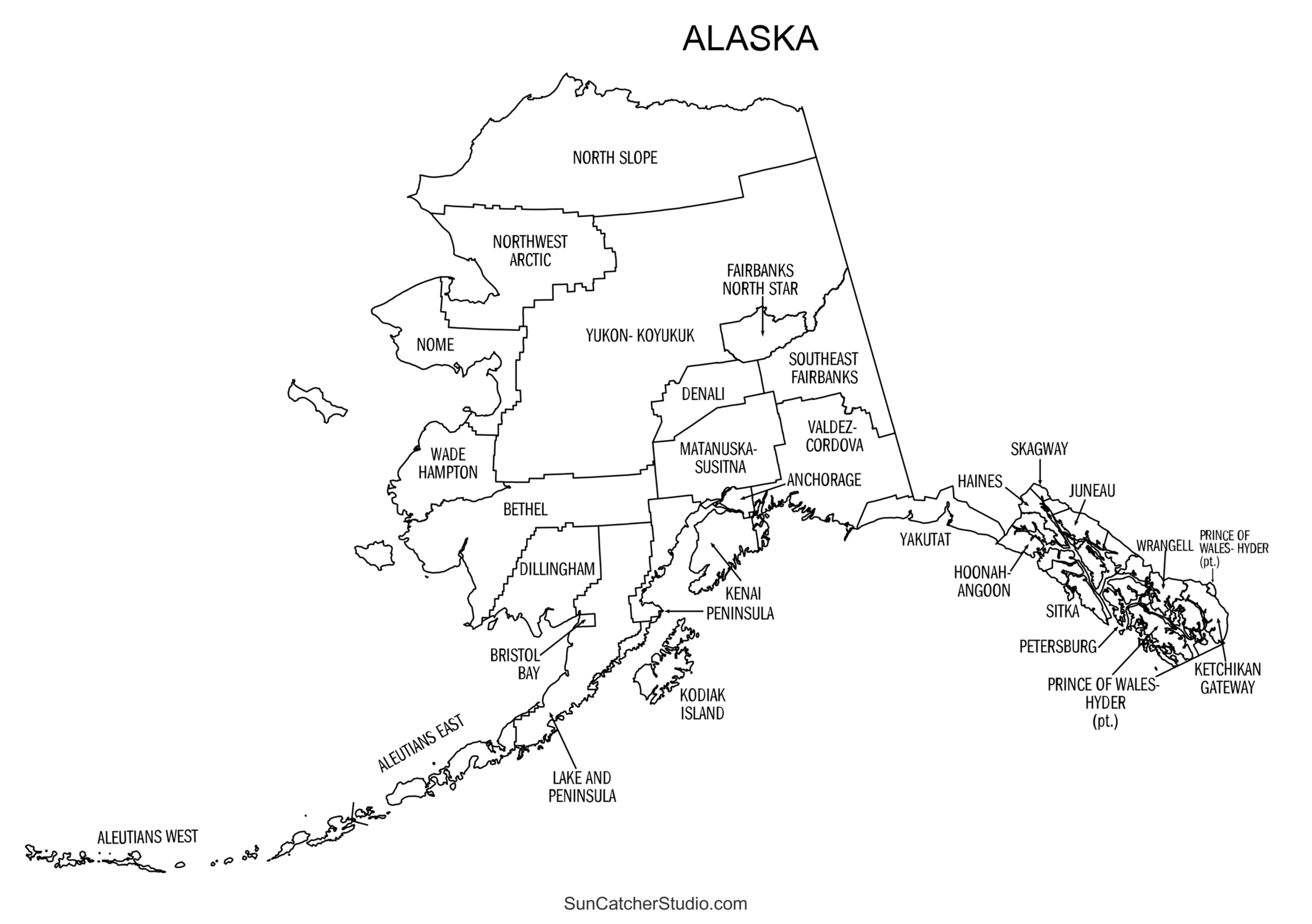 Alaska Boroughs Map Printable State Map With County Lines Free Printables Monograms Design Tools Patterns DIY Projects