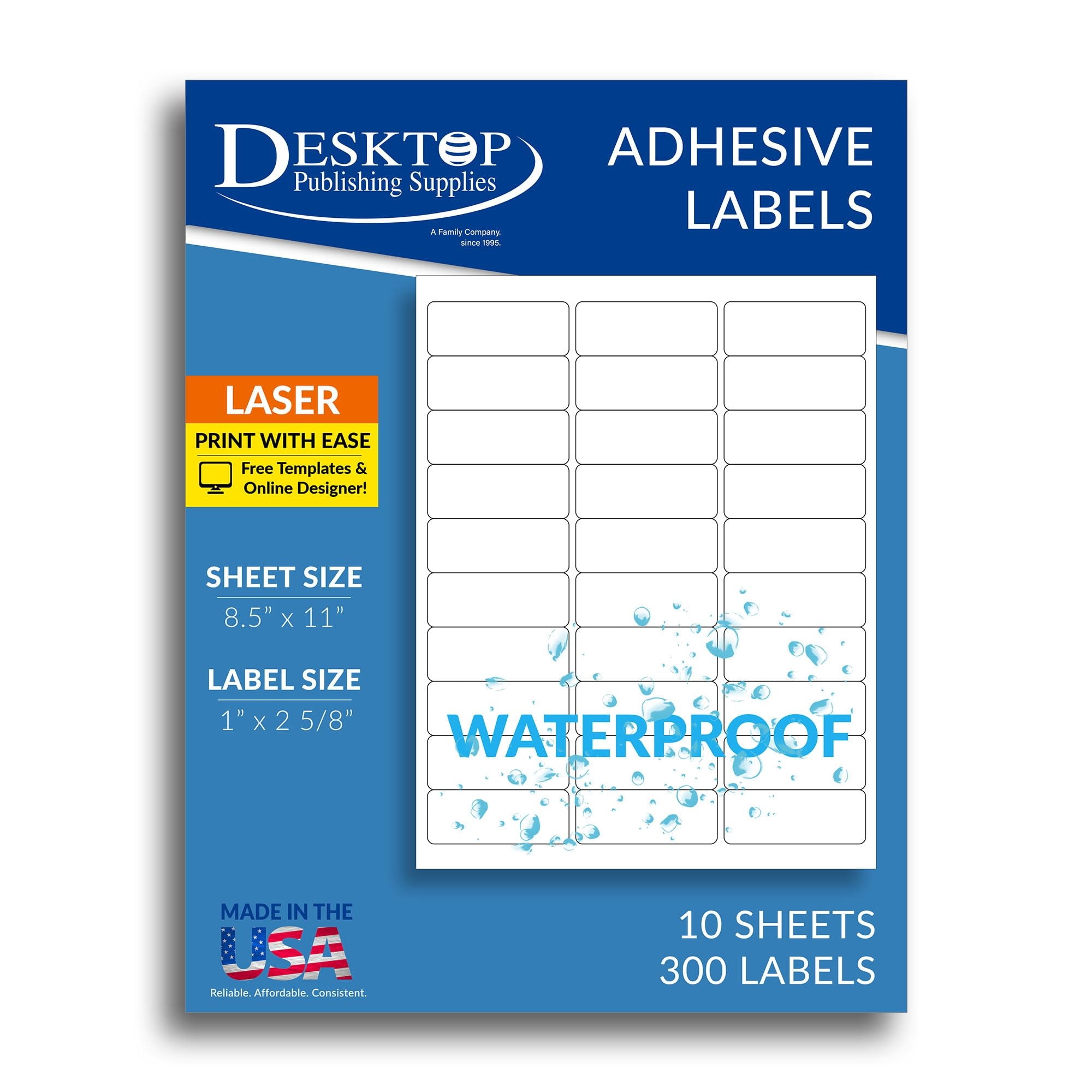 Amazon 300 Printable Waterproof Labels 1 X 2 5 8 10 Sheets 30 Per Page Blank Polyester Weatherproof Shipping Address Labels For Laser Printers Office Products