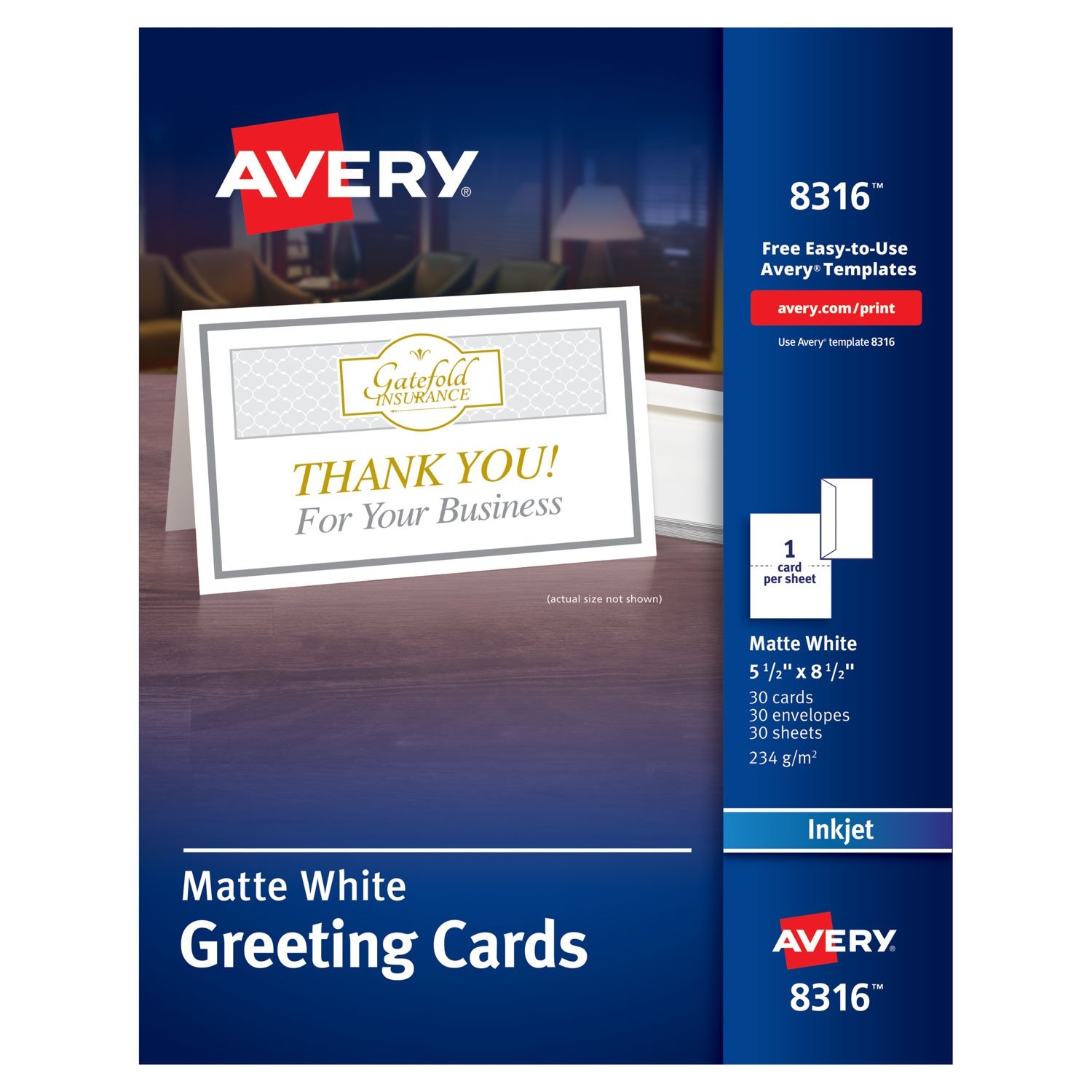 Amazon Avery 8316 Inkjet Greeting Cards W Envelopes 8 1 2 Inch X5 1 2 Inch 30 BX WE Office Products