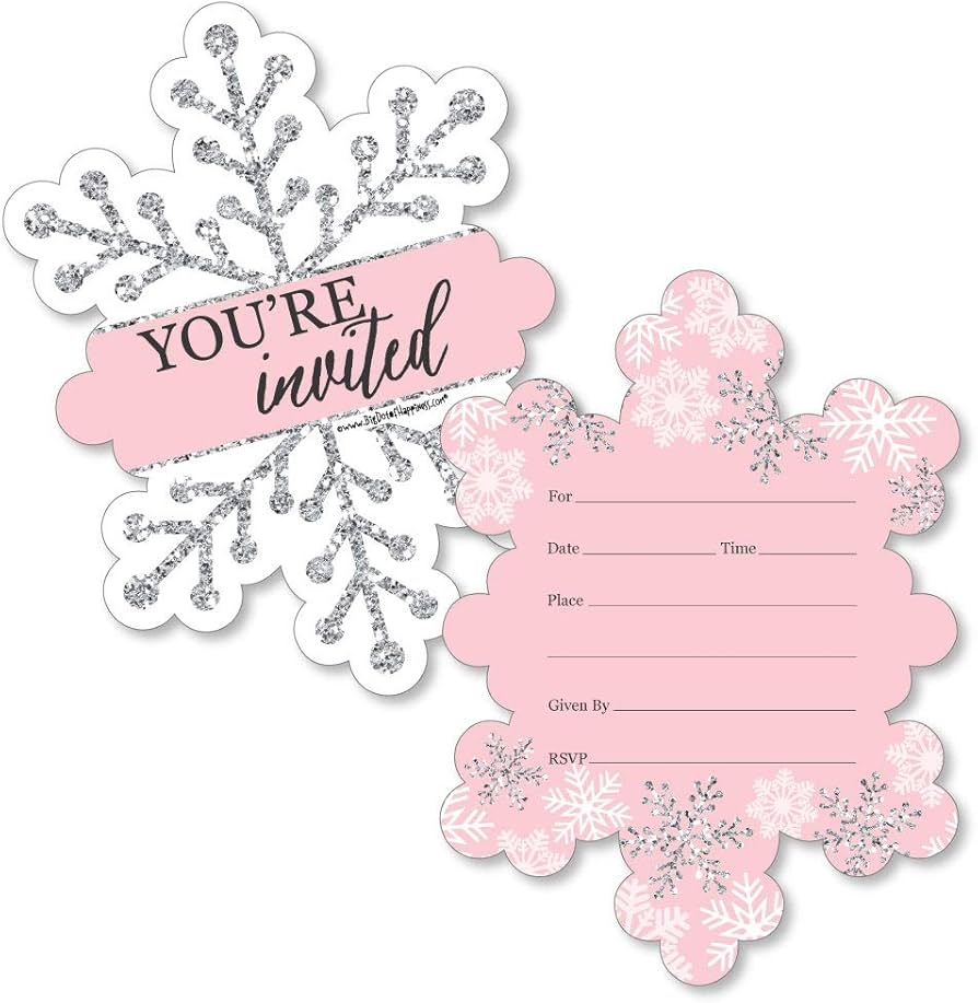 Amazon Big Dot Of Happiness Pink Winter Wonderland Shaped Fill in Invitations Holiday Snowflake Birthday Party Or Baby Shower Invitation Cards With Envelopes Set Of 12 Home Kitchen