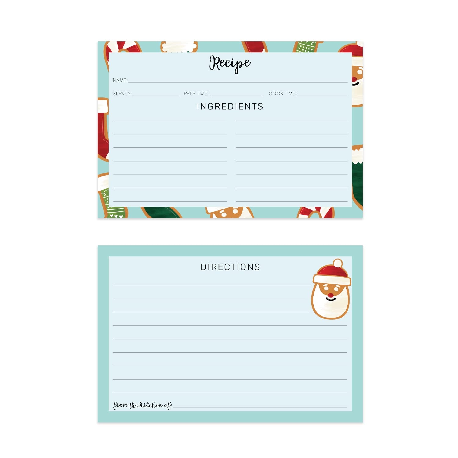 Amazon Christmas Cookie Recipe Cards 50 Double Sided Winter Holiday Blank Recipes Card Pack 4 X 6 Flat Baking Directions Cards Made In The USA Home Kitchen