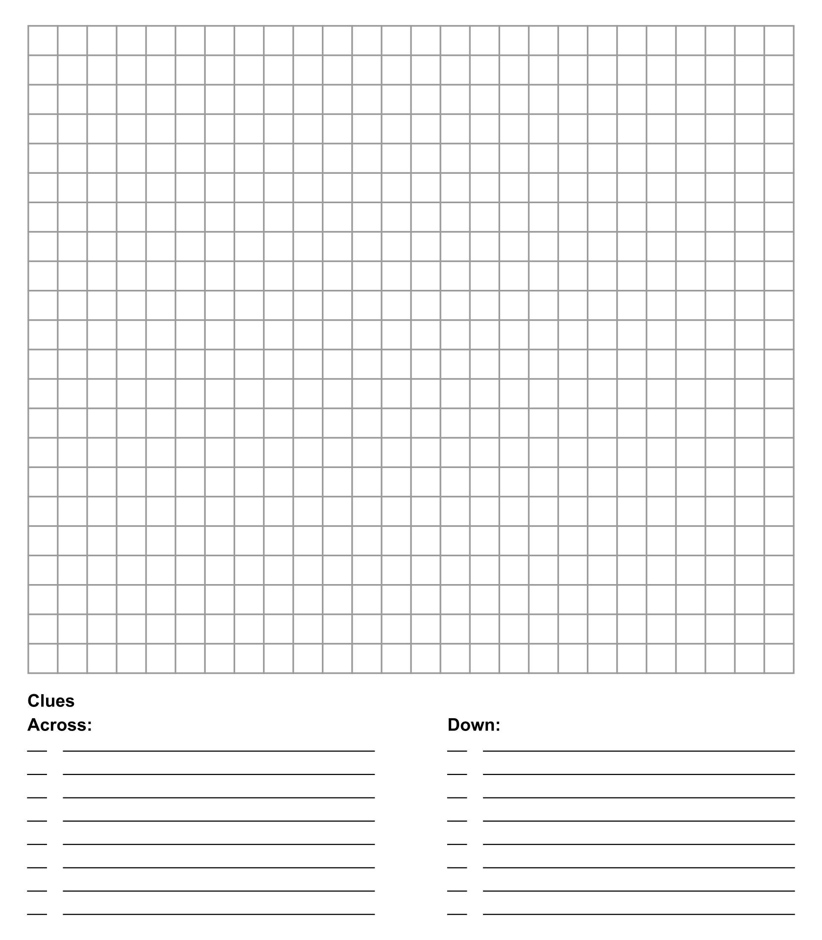 An Empty Grid Template For A 4 word Crossword Vector Image Worksheets Library
