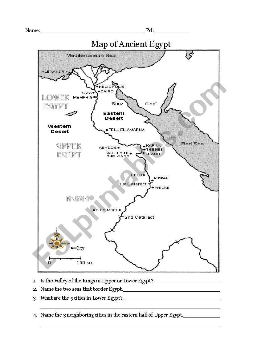 Ancient Egypt Blank Map Printable