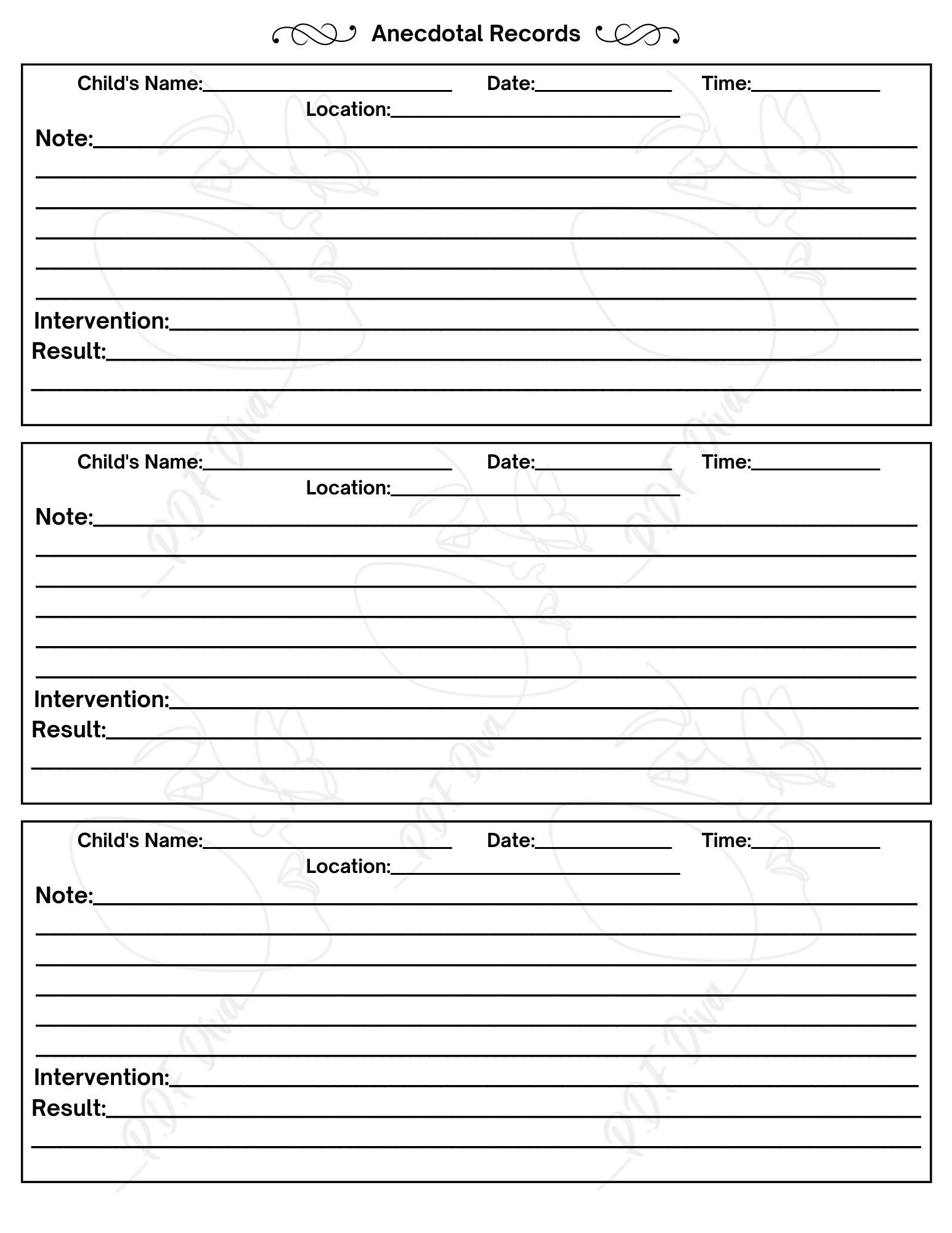 Anecdotal Records Form Anecdotal Preschool Daycare Preschool Teacher Teacher Classroom Management Prek Etsy