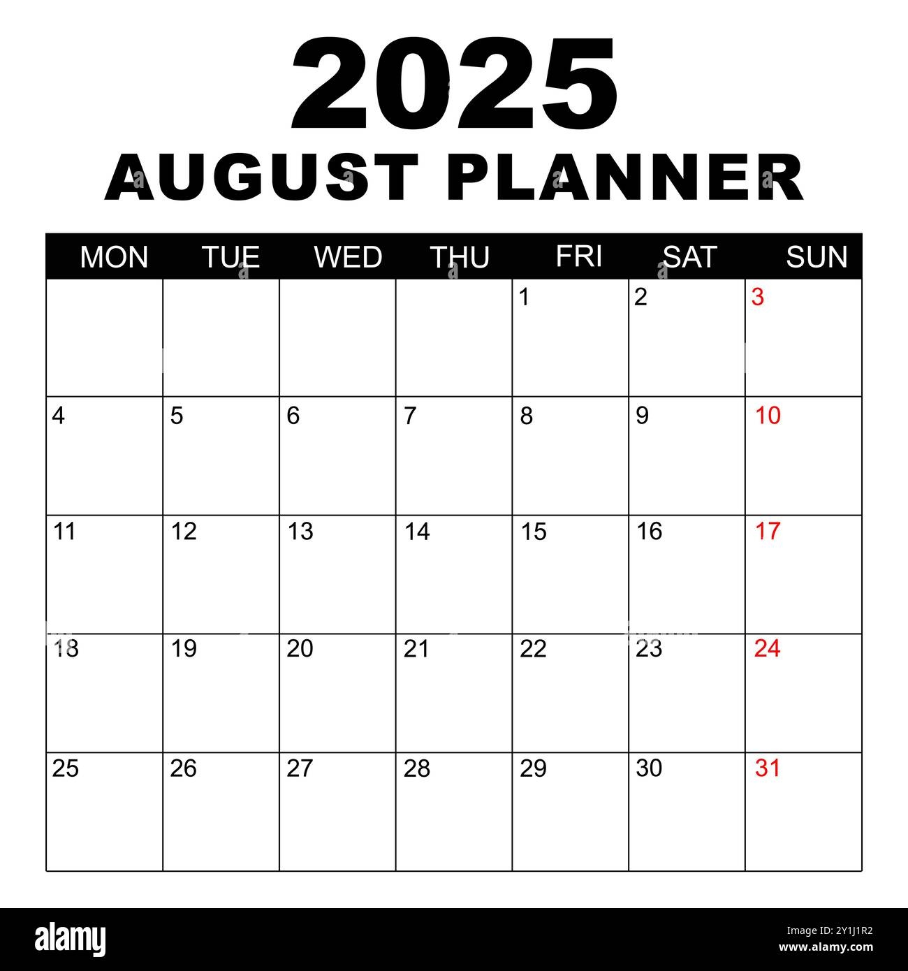 Blank Calendar Pages August 2025
