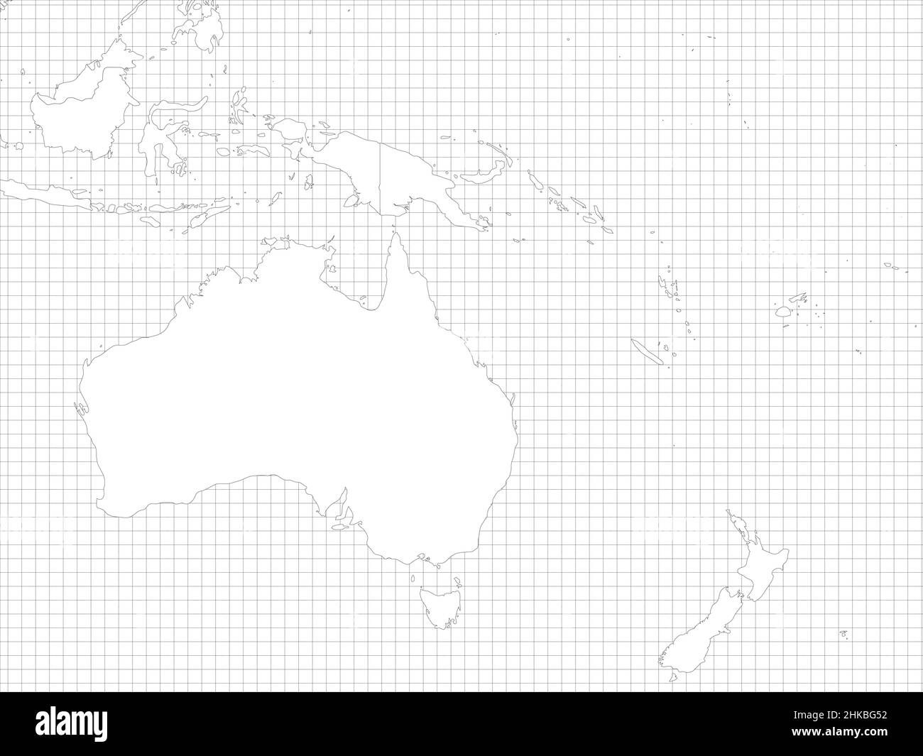 Australia And Oceania Simple Outline Blank Map Stock Vector Image Art Alamy