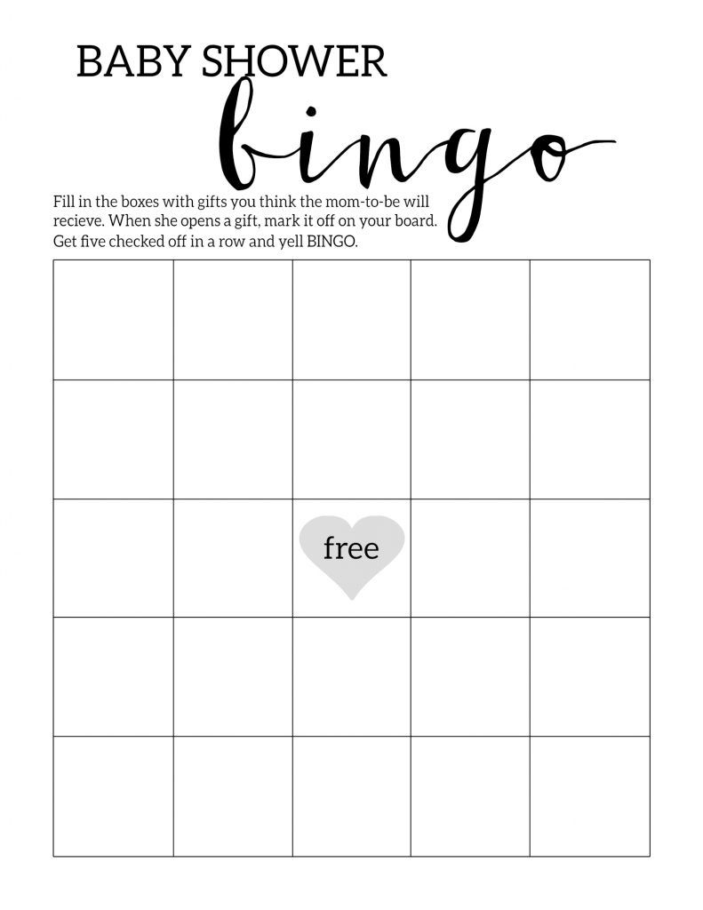 Baby Shower Games Bingo Free Printable