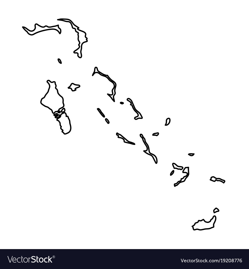 Bahamas Map Of Black Contour Curves On White Vector Image