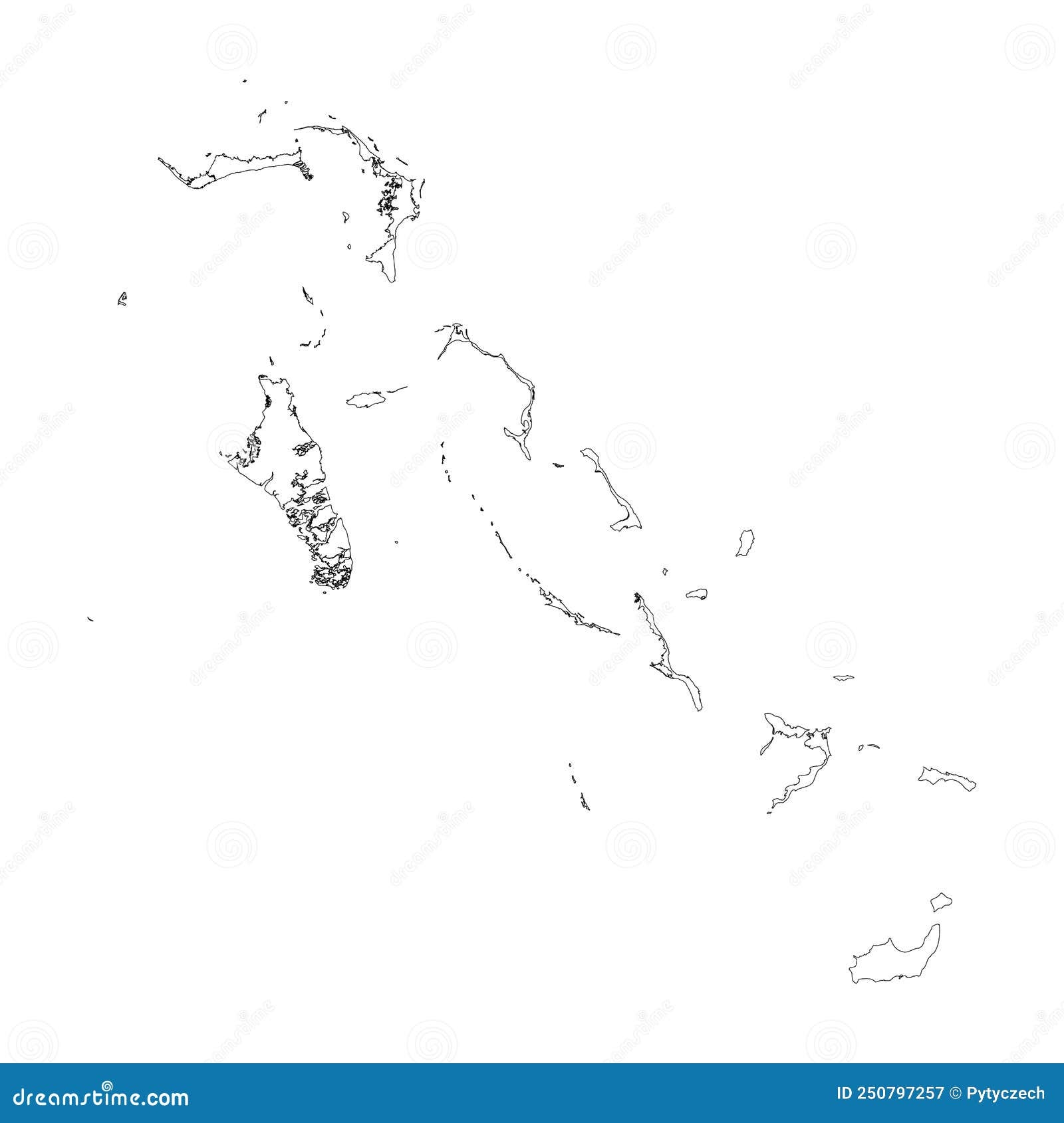 Bahamas Vector Country Map Outline Stock Vector Illustration Of Resolution Symbol 250797257