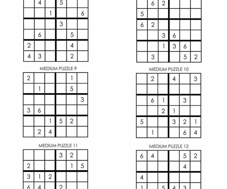 Beginner Sudoku 6x6 Printable Puzzles PDF